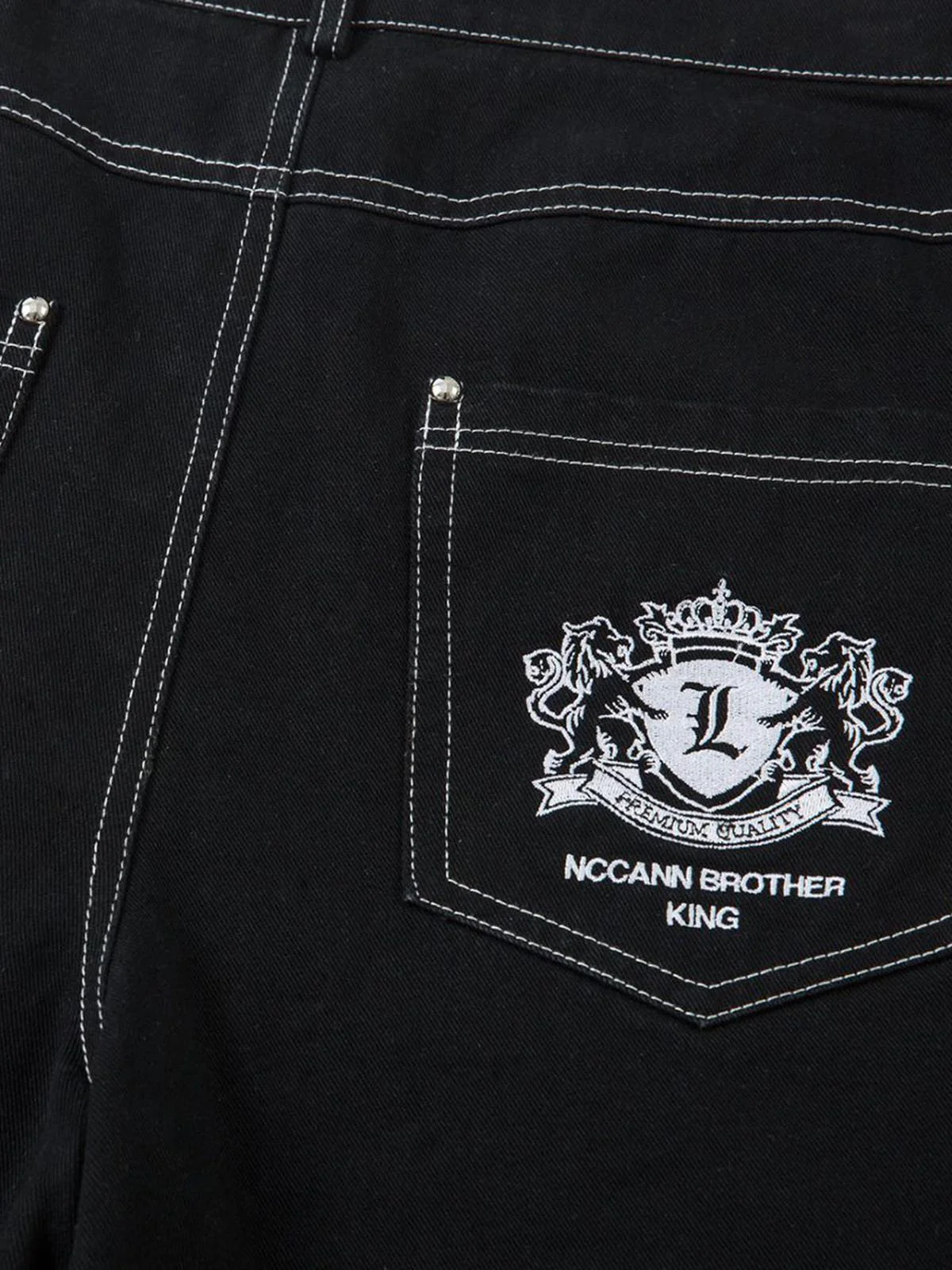 Heavy Contrast Thread Embroidered Multi-Button Jeans