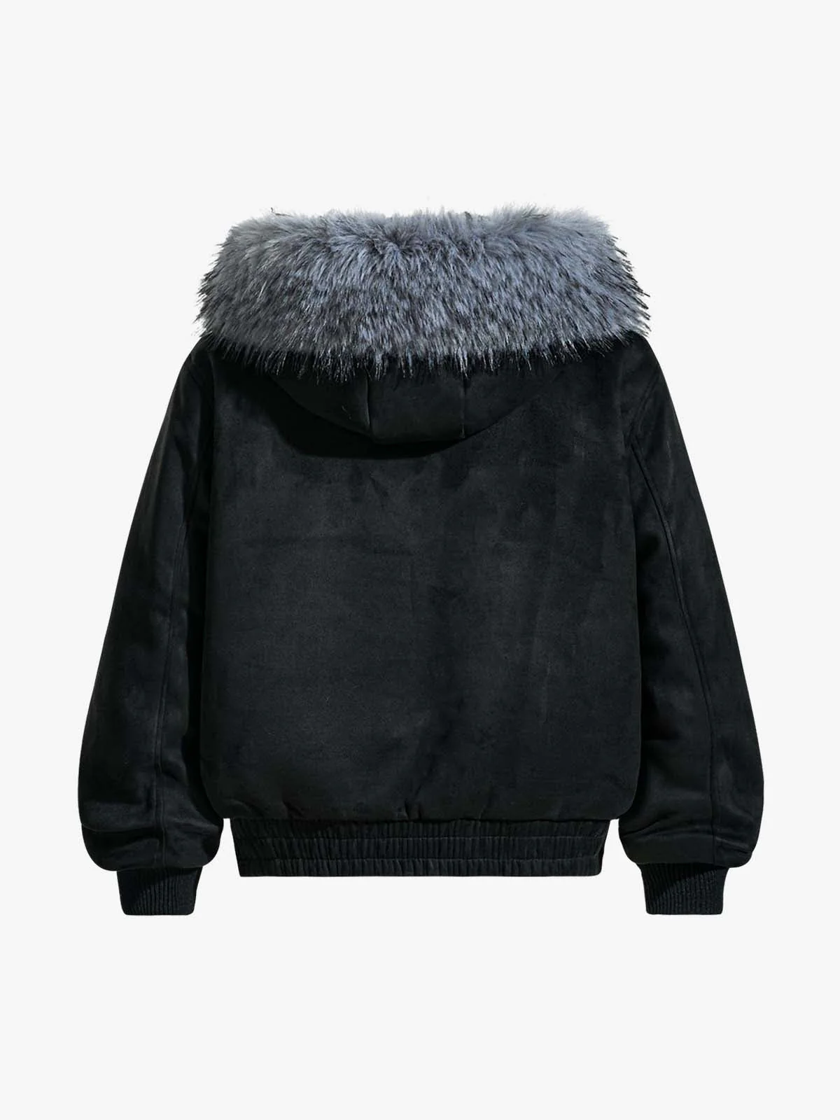 Faux Fur Collar Fleece-Lined Utility Zip-Up Jacket