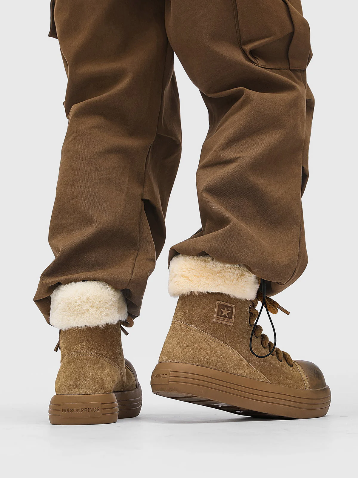 Fleece-Lined Suede Platform Warm Mid-Top Boots
