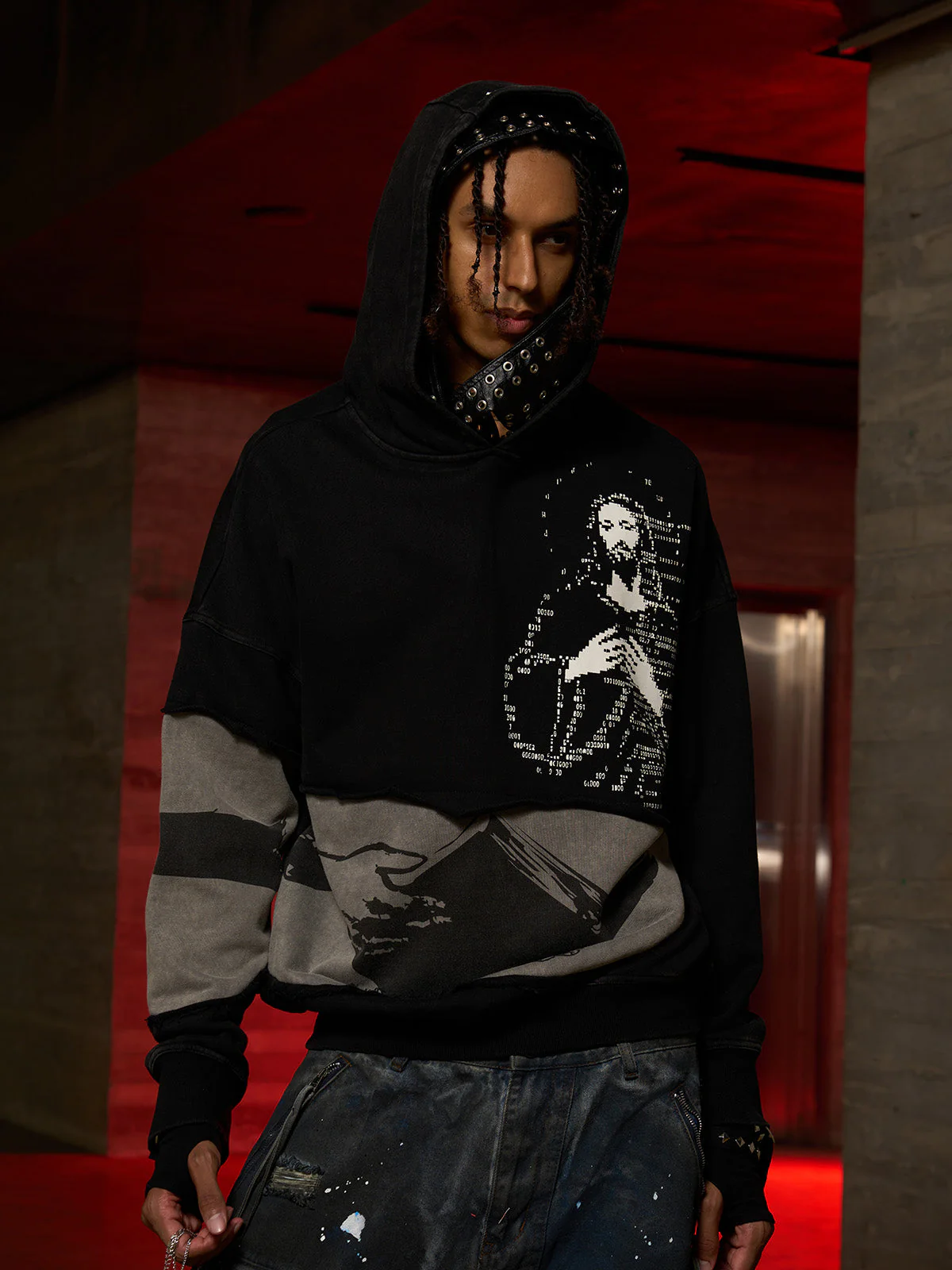 Distressed Electronic Exorcist Print Hoodie