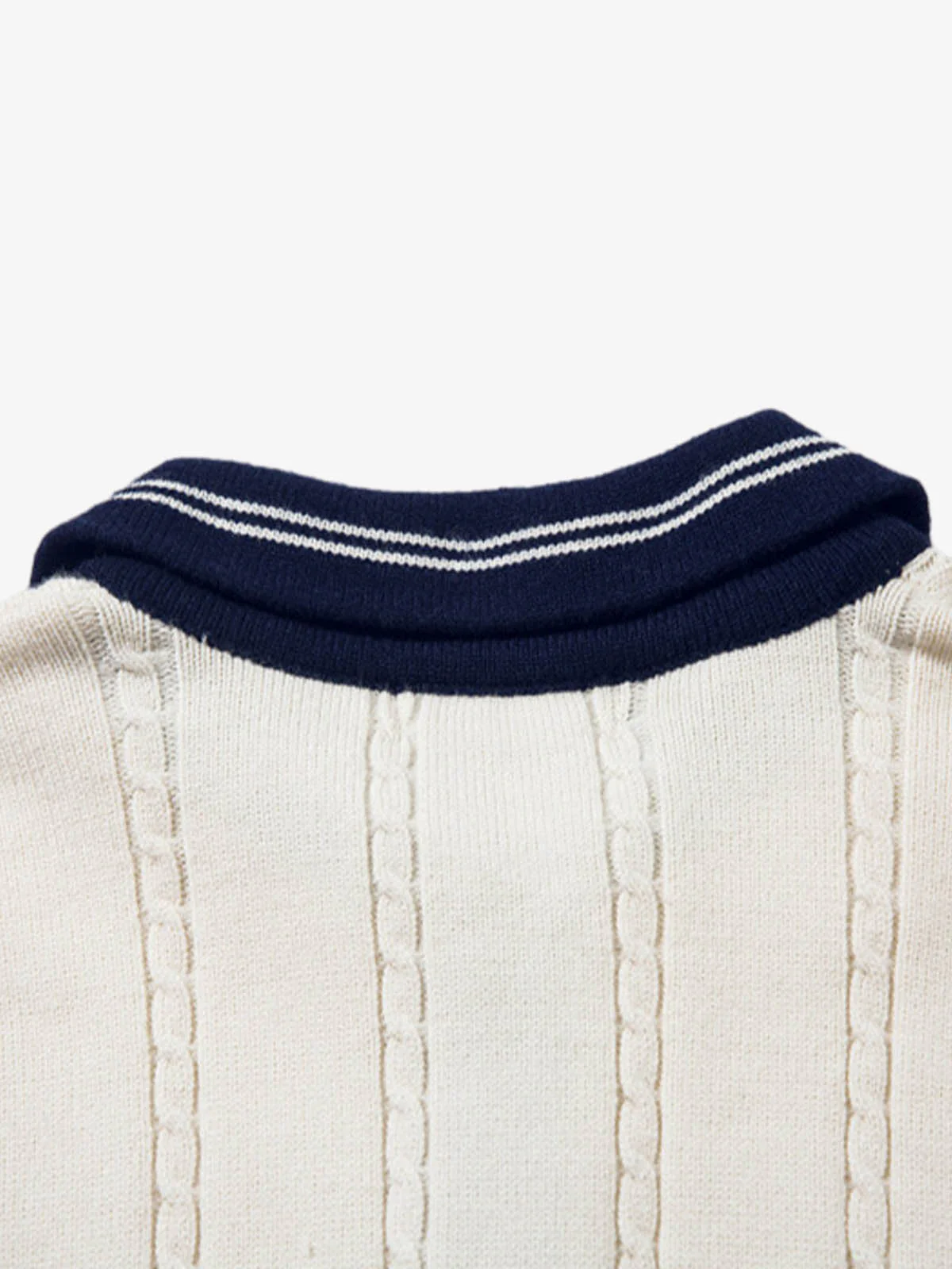 Retro College Polo Collar Knit Sweater