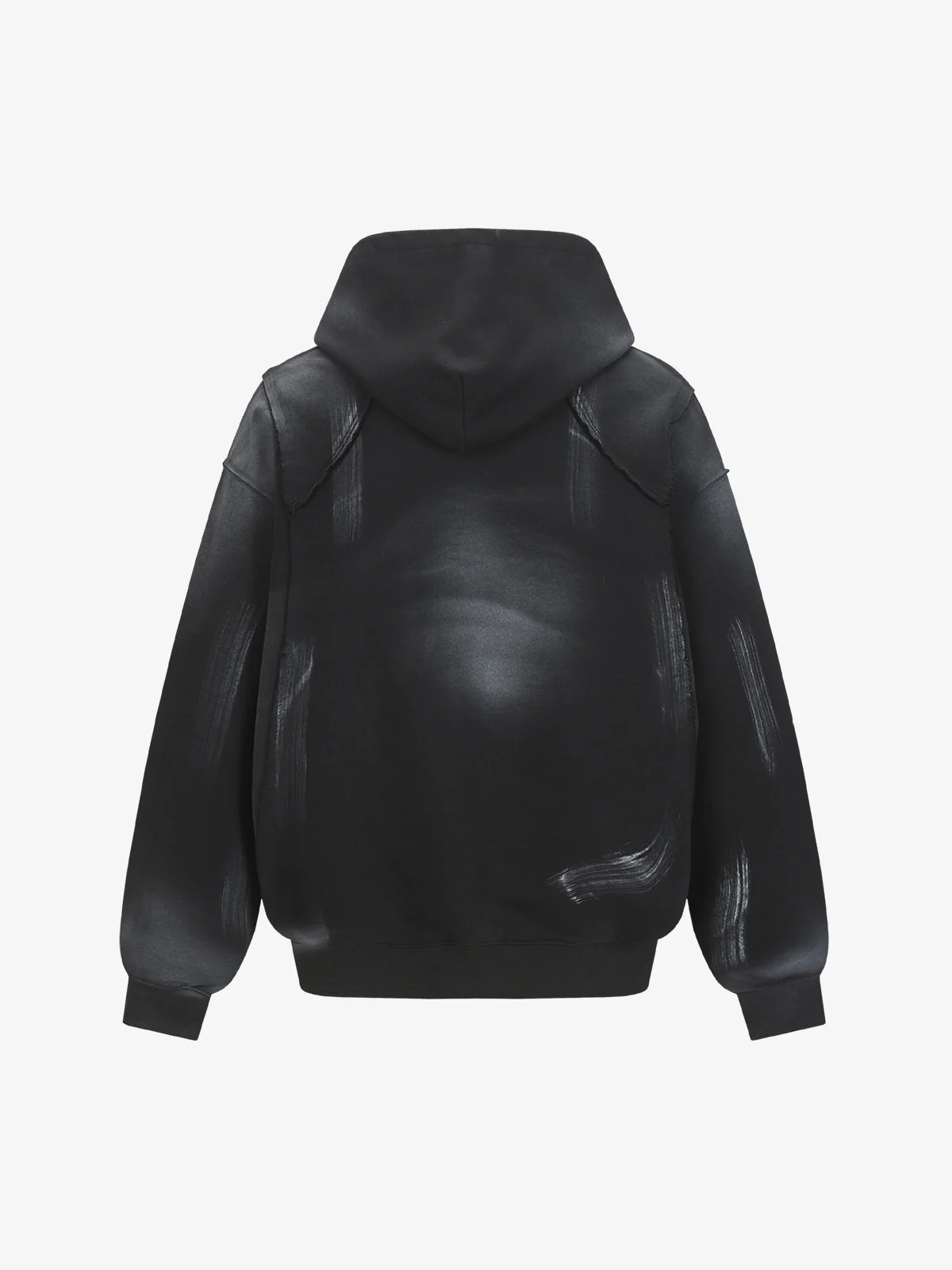 Hip-Hop Wasteland Ink-Dyed Raw Edge Hoodie