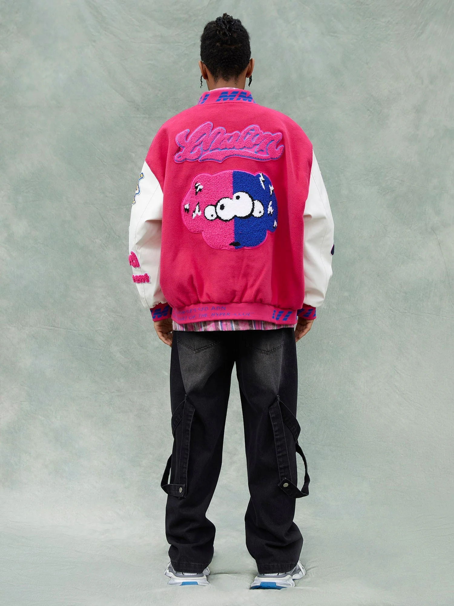 Thesupermade Pink Terry Patch Embroidered Hip Hop Baseball Jersey - 1965
