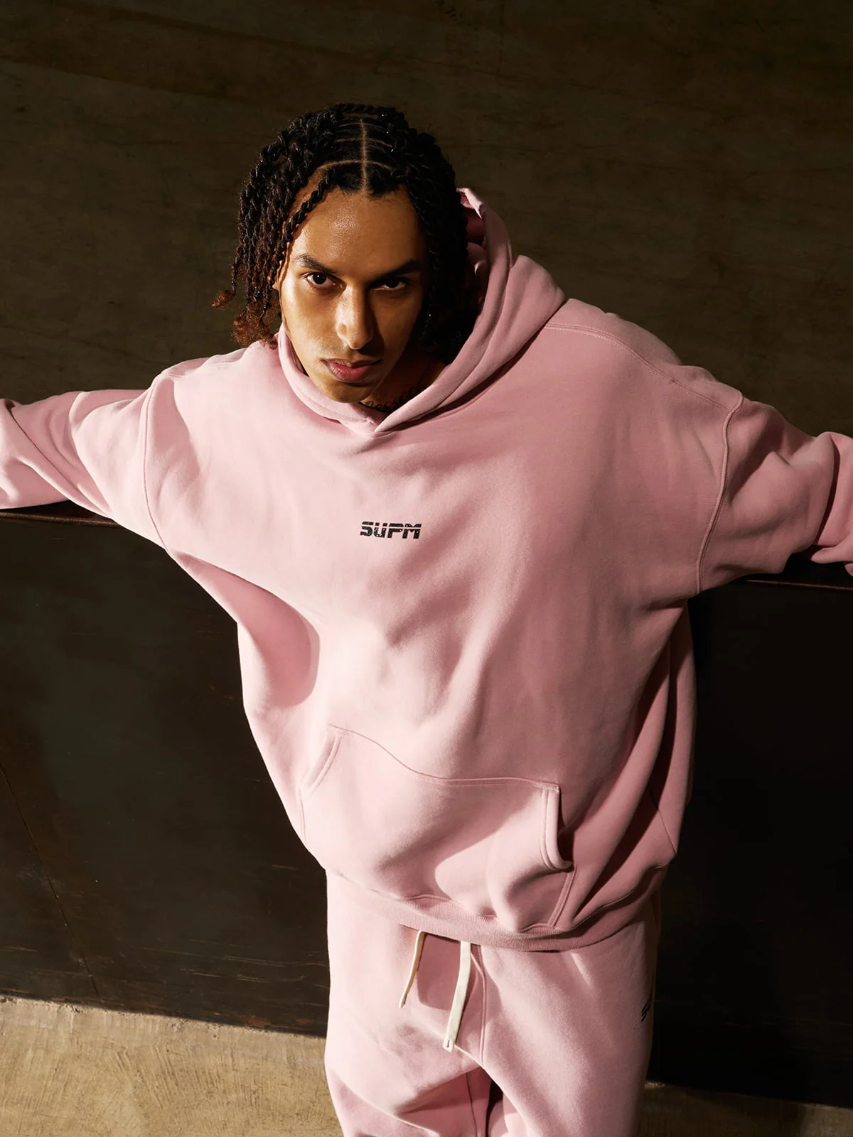 SUPM Minimalist Logo Pink Hoodie and Sweatpant Set