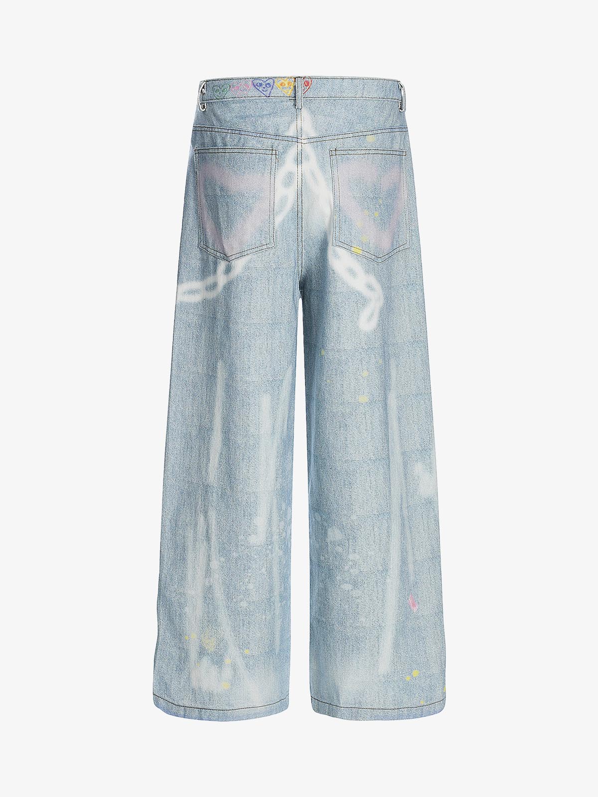 Retro Spray Graffiti Fun Straight Jeans - 2448