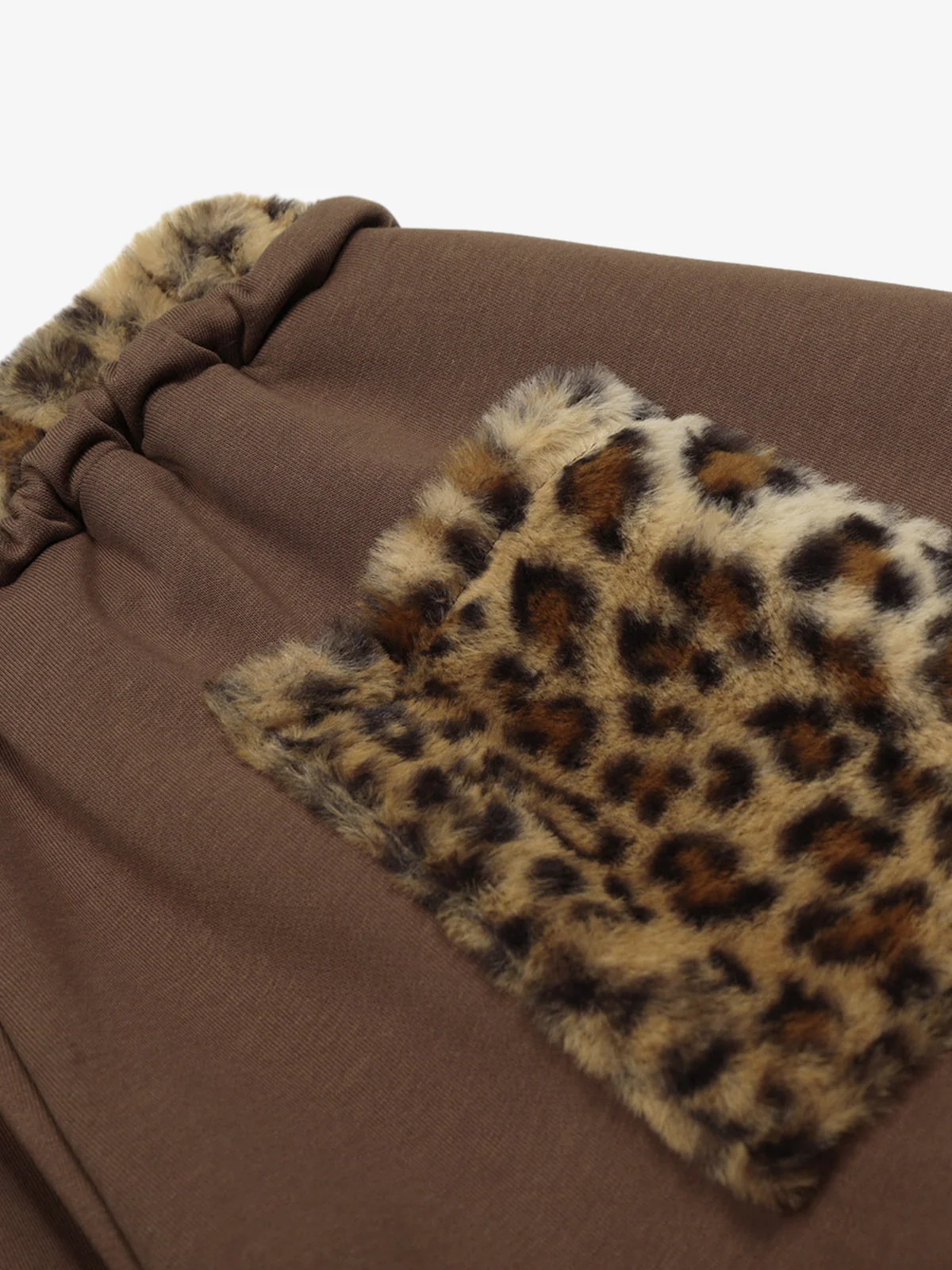 Retro Double-Waist Leopard Patch Barrel Pants