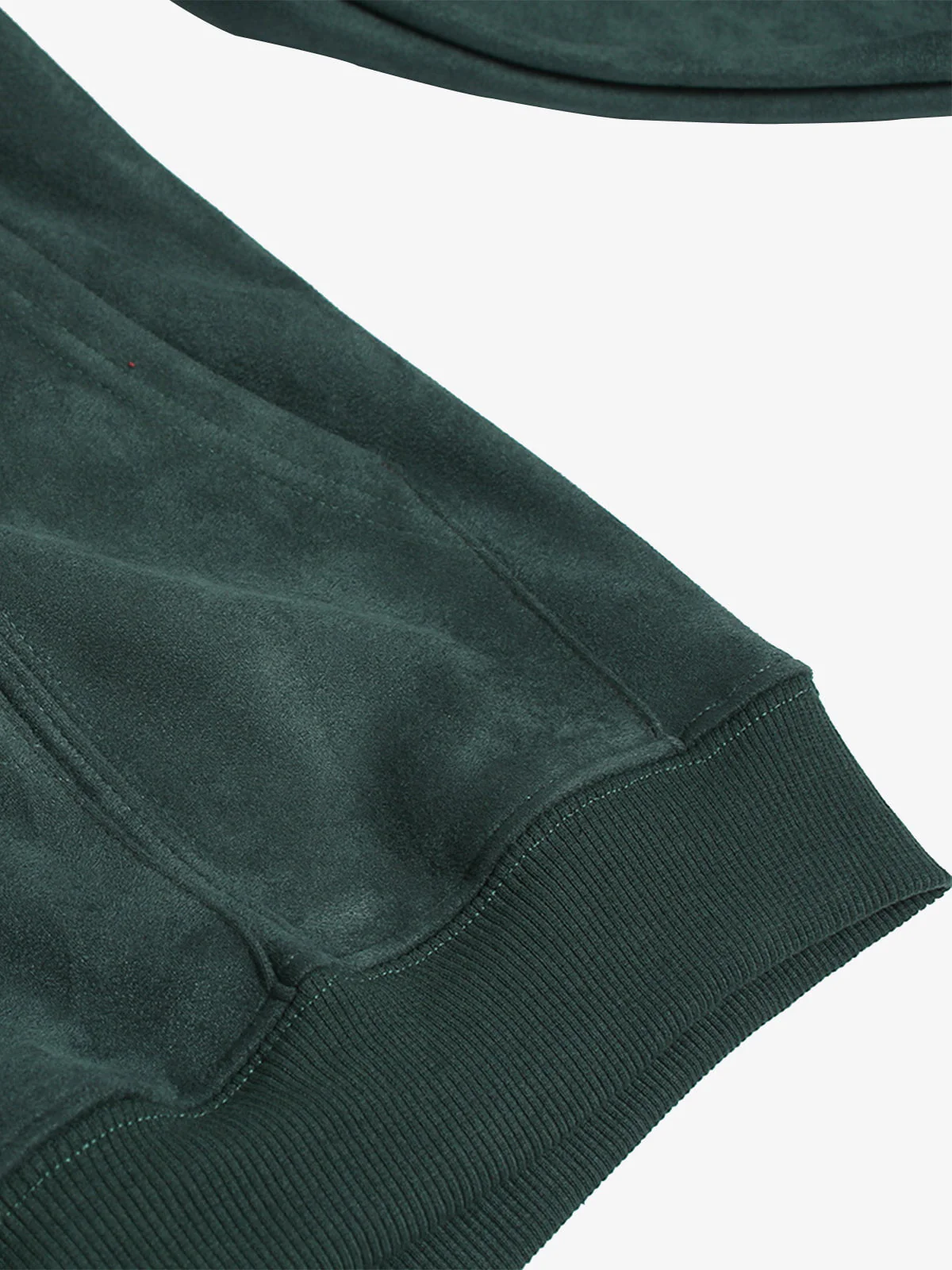 Suede Letter Embroidered Cropped Zip-Up Hoodie