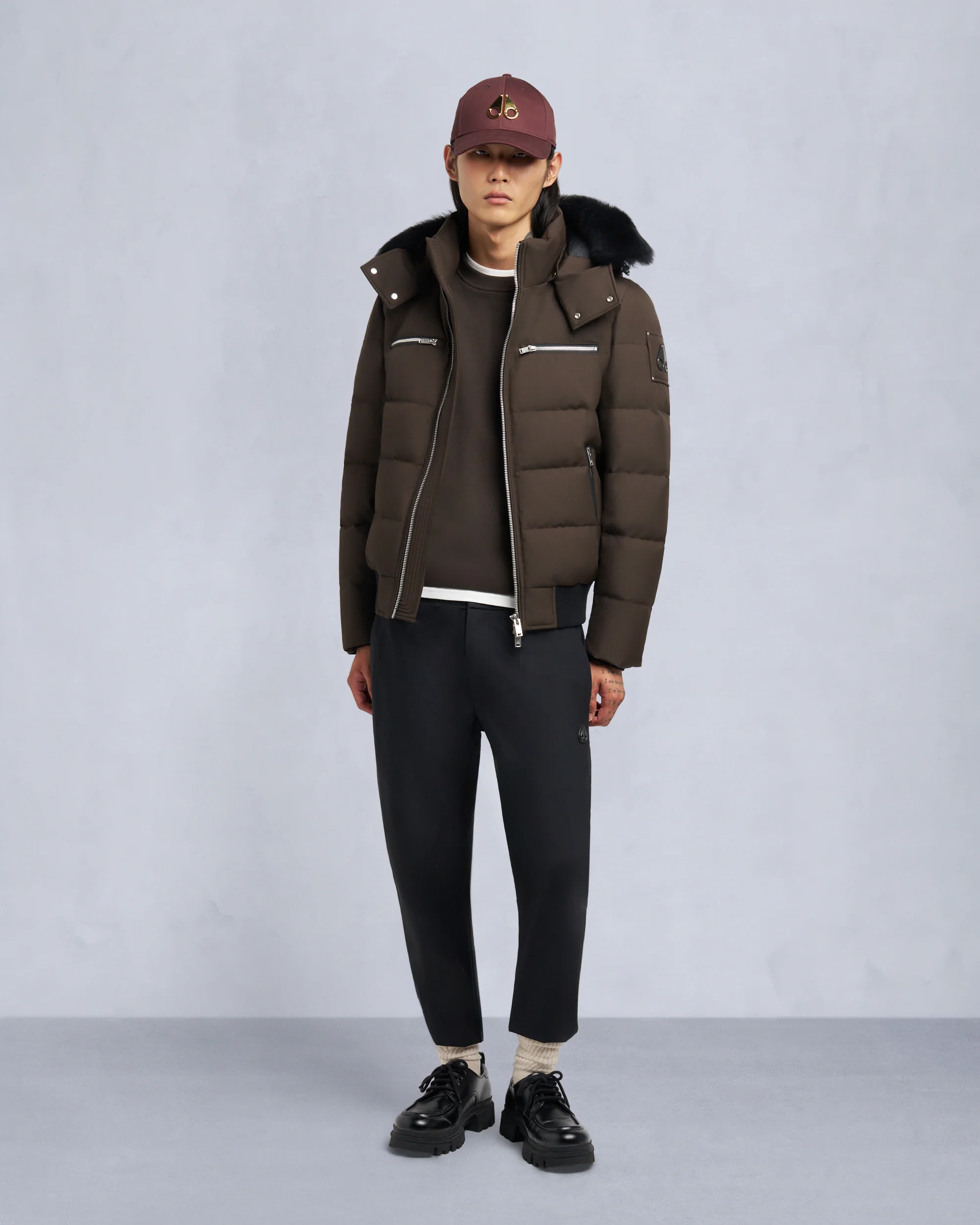 CLOUD SHEARLING TRIM BOMBER JACKET