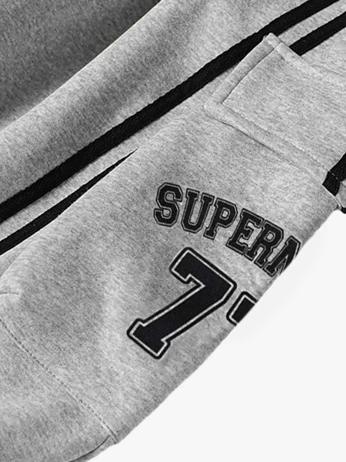 Cotton Web Stitching Letter Print Drawstring Barrel Pants