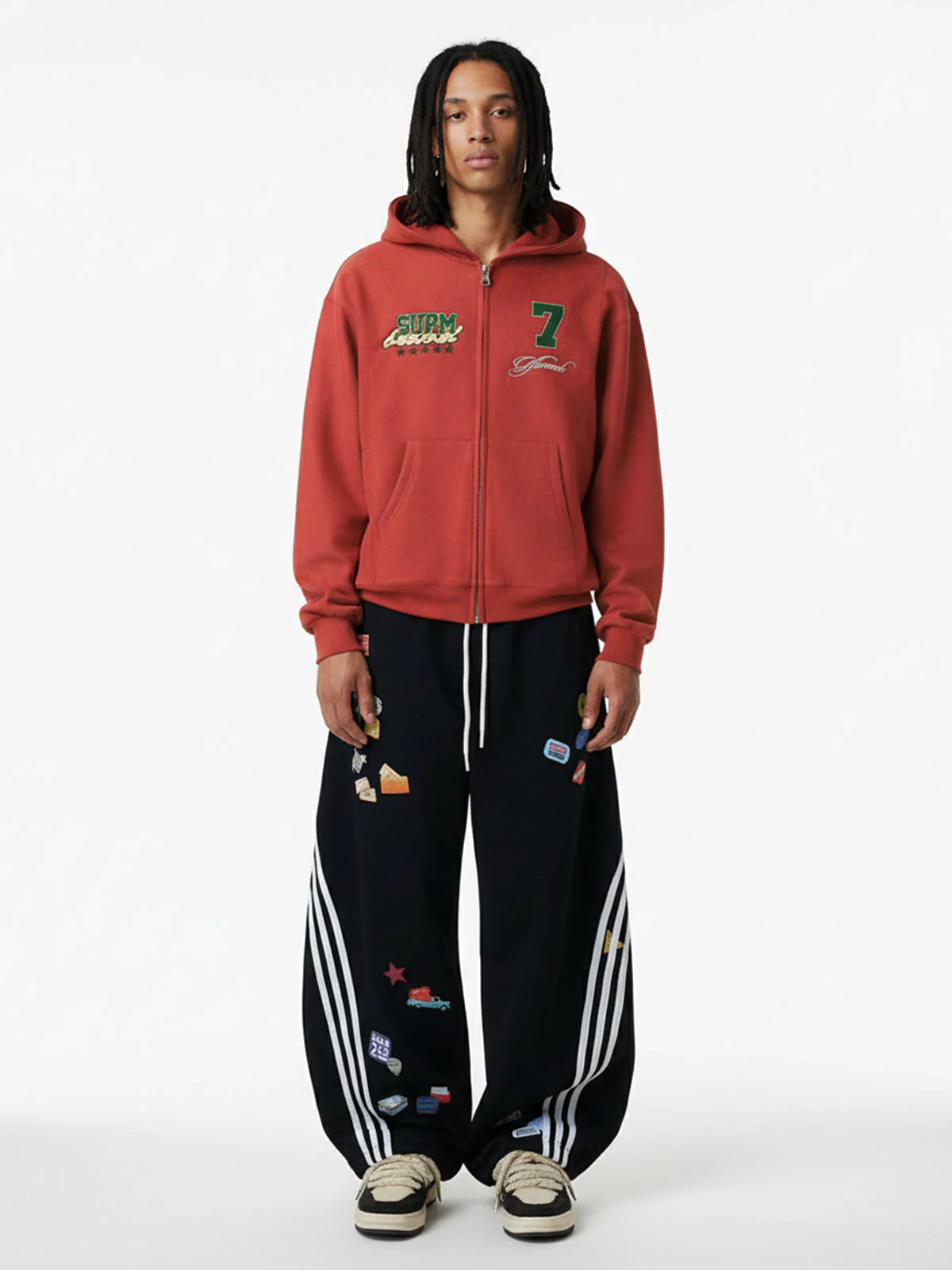 Suede Letter Embroidered Cropped Zip-Up Hoodie