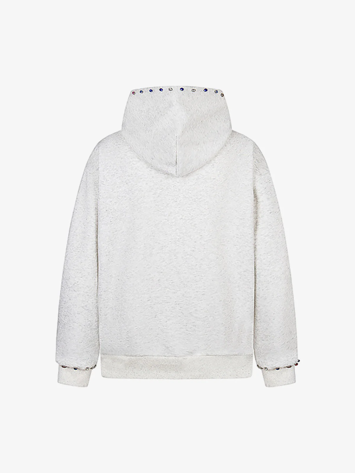 Retro Diamond Beaded Letter Zip Up Hoodie