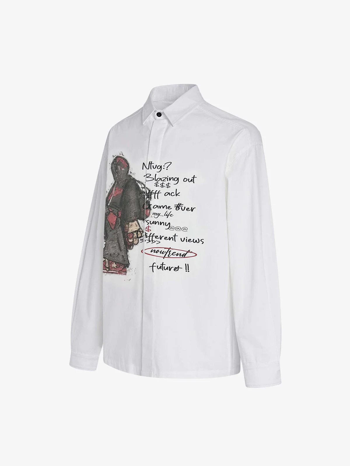 Graphic Portrait Print Long-Sleeve Shirt