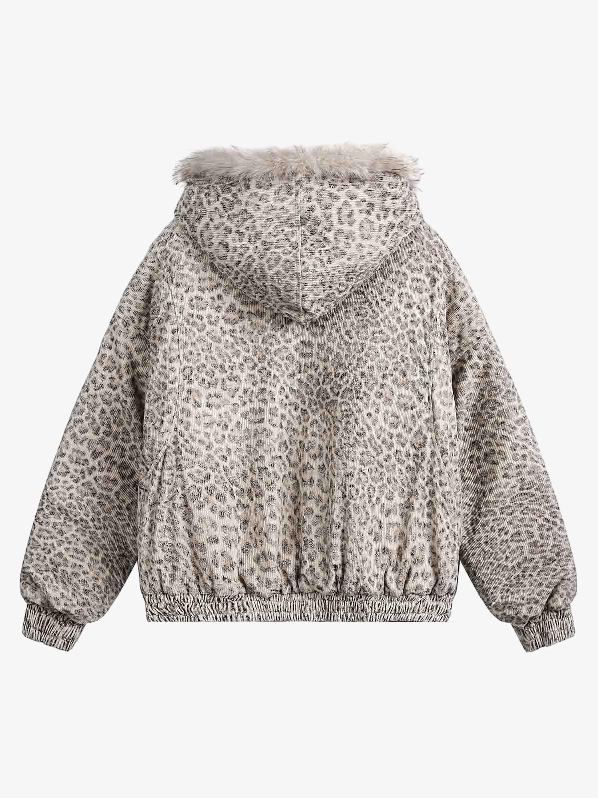 Cotton Cheetah Print Mink Fur Hooded Jacket - 2270