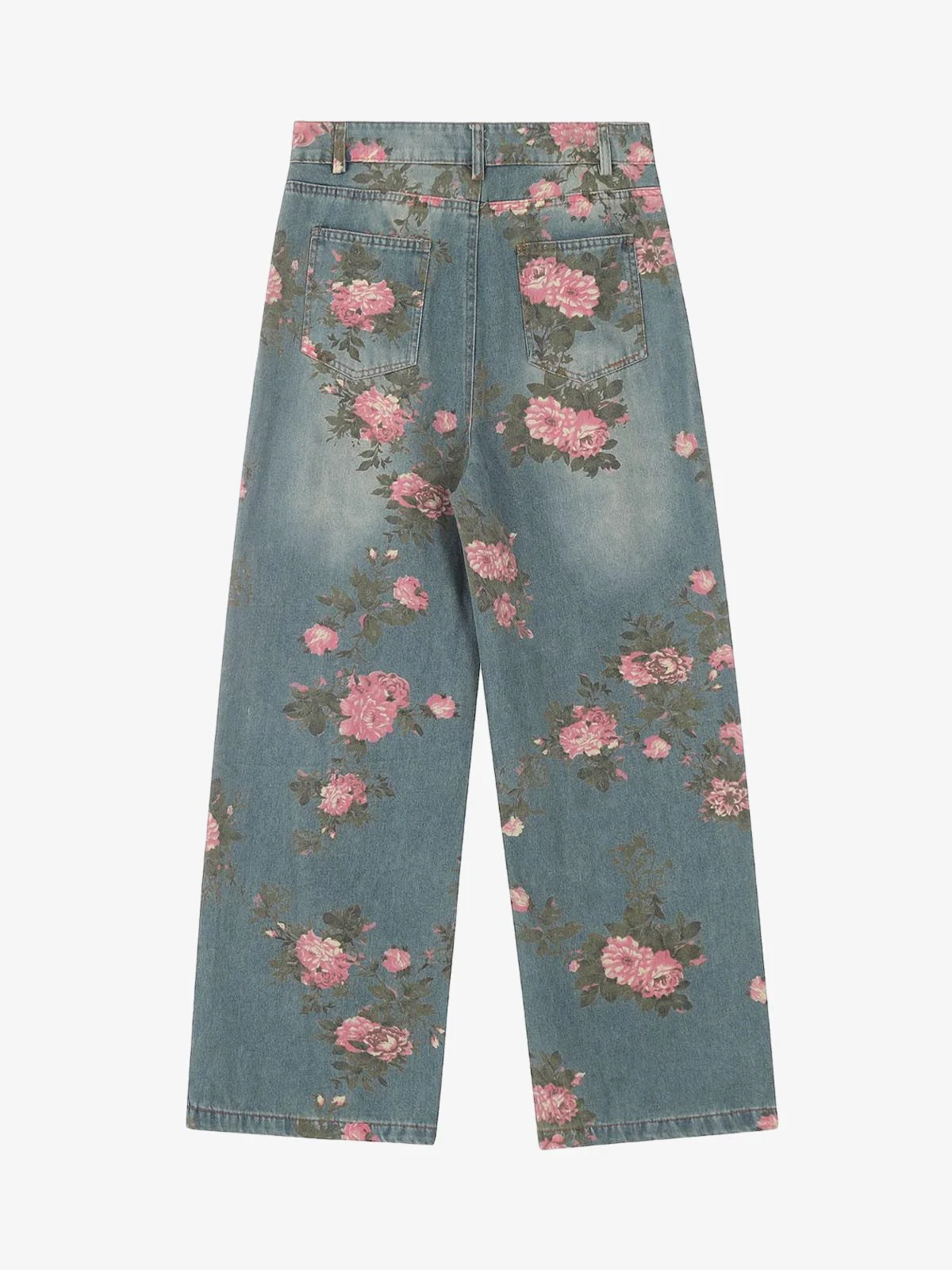 Thesupermade Floral Print Straight Jeans - 2409
