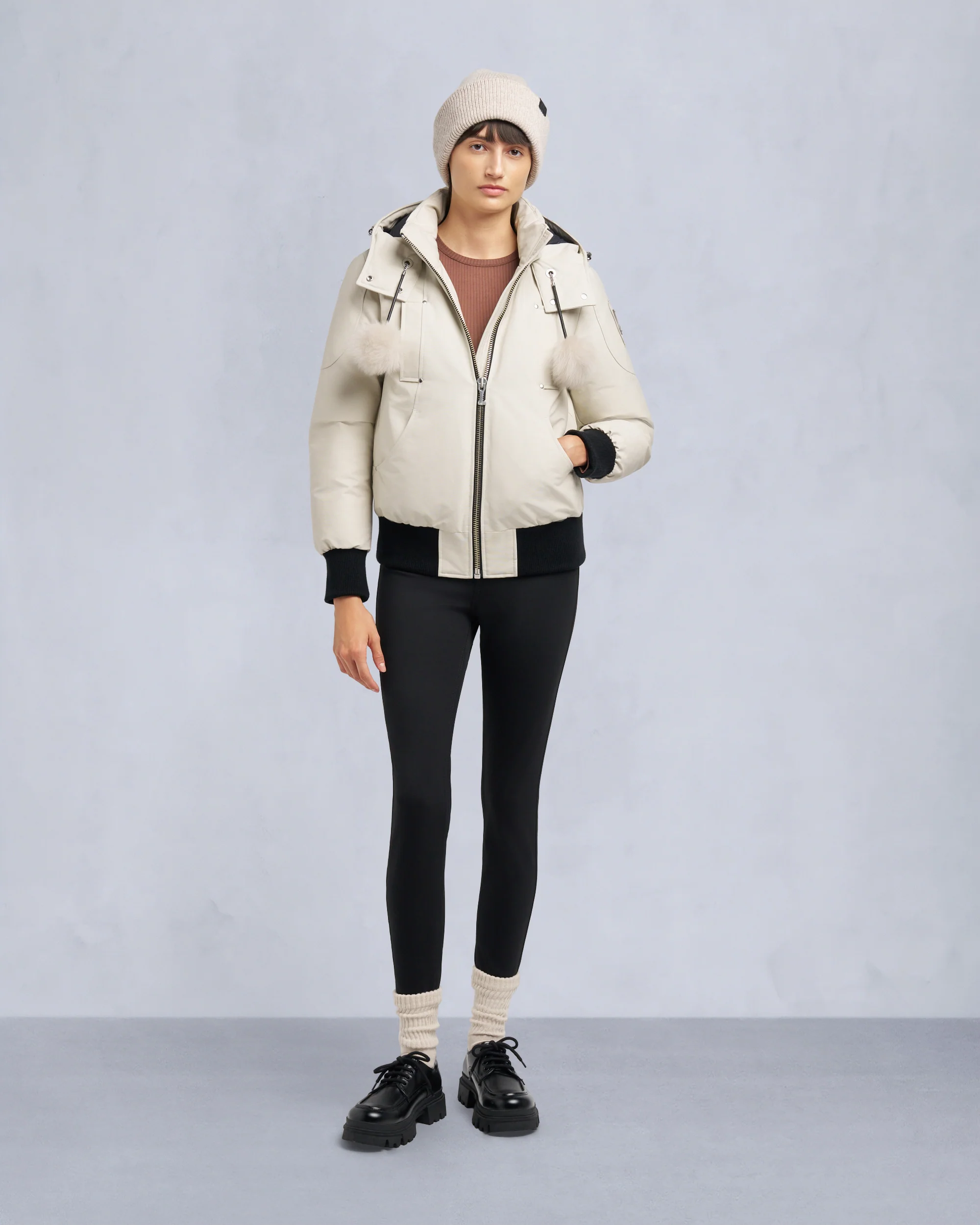 ORIGINAL DEBBIE SHEARLING TRIM BOMBER JACKET