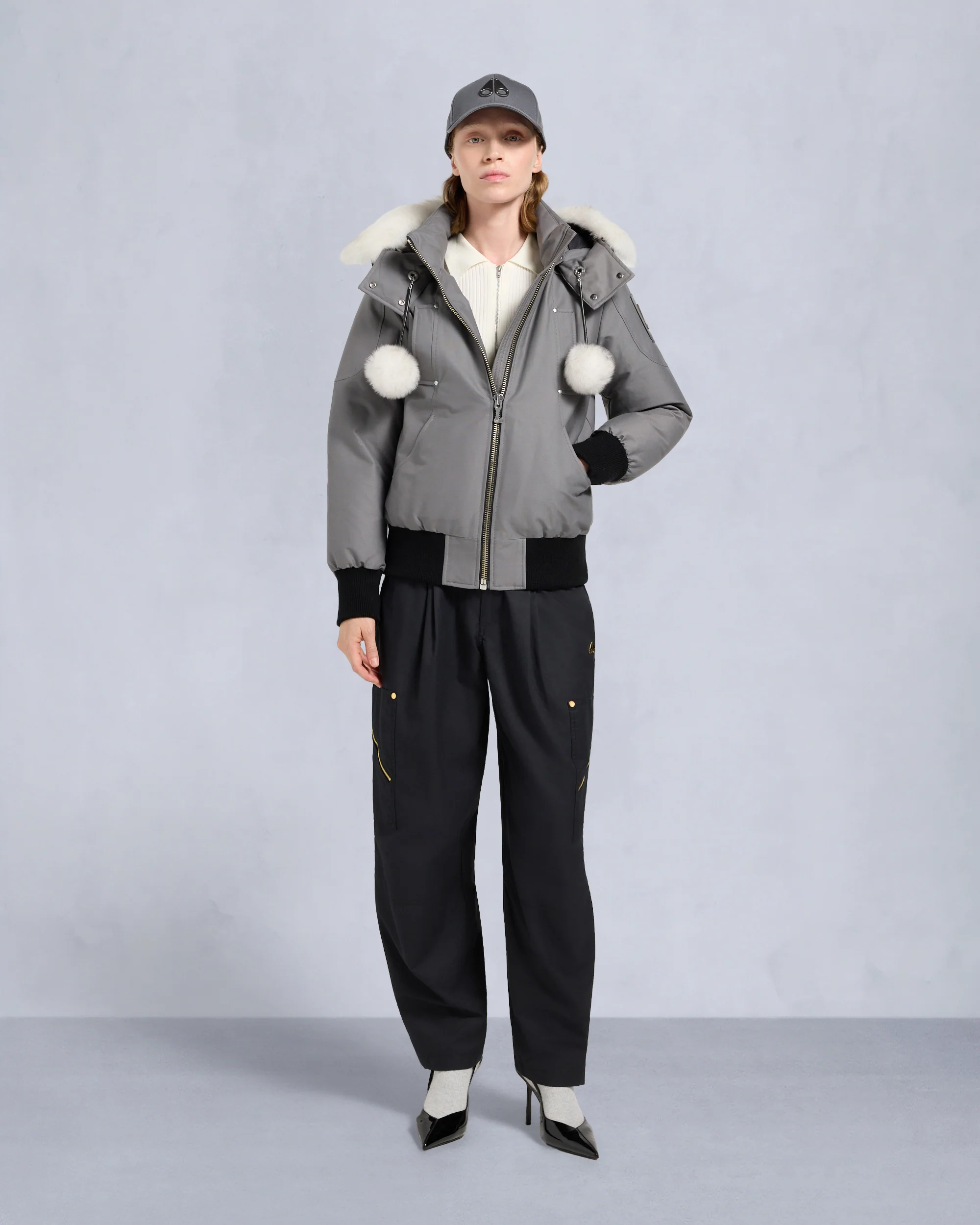 ORIGINAL DEBBIE SHEARLING TRIM BOMBER JACKET