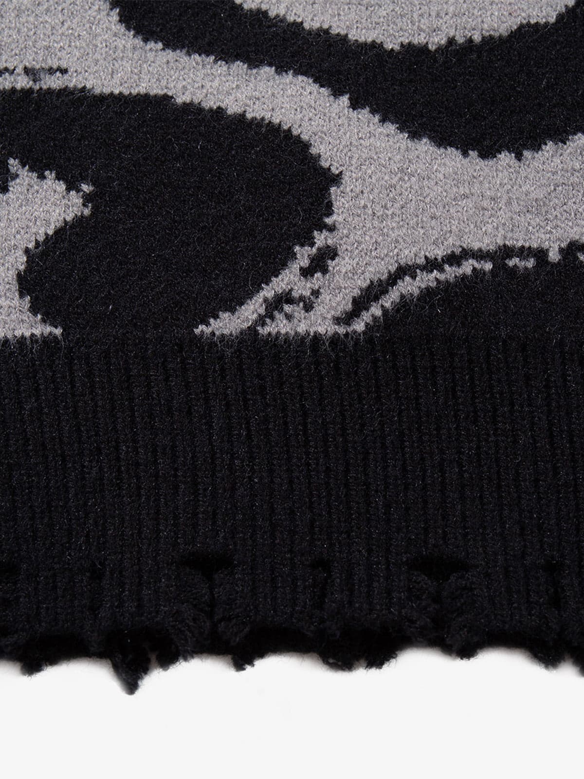 High Street Dark Skull Frayed-edge V-neck Sweater Vest