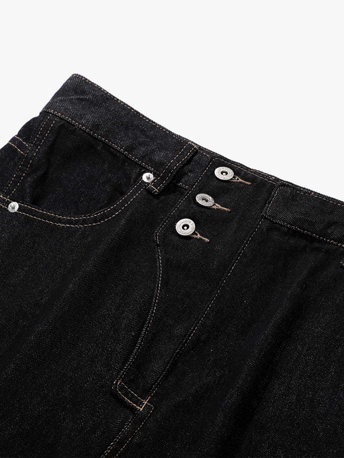 Reverse-Stitched Multi-Button Jeans