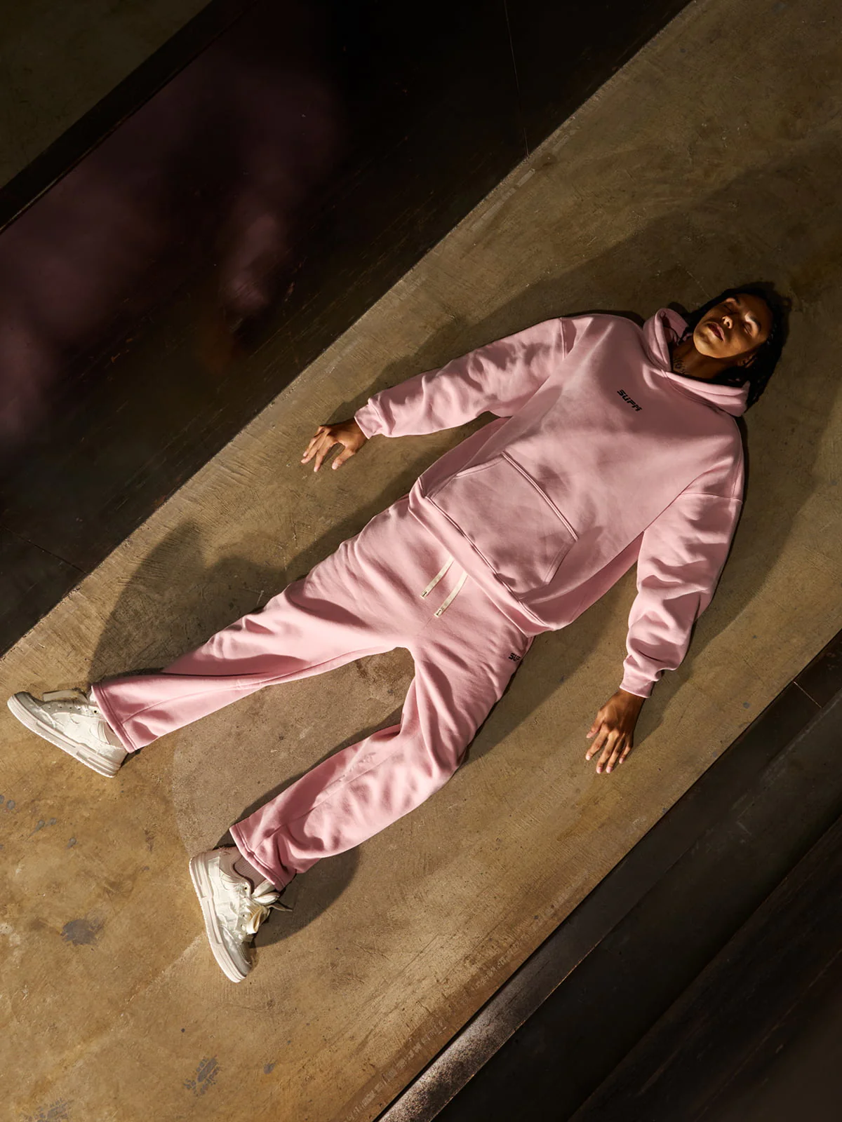 SUPM Minimalist Logo Pink Hoodie and Sweatpant Set