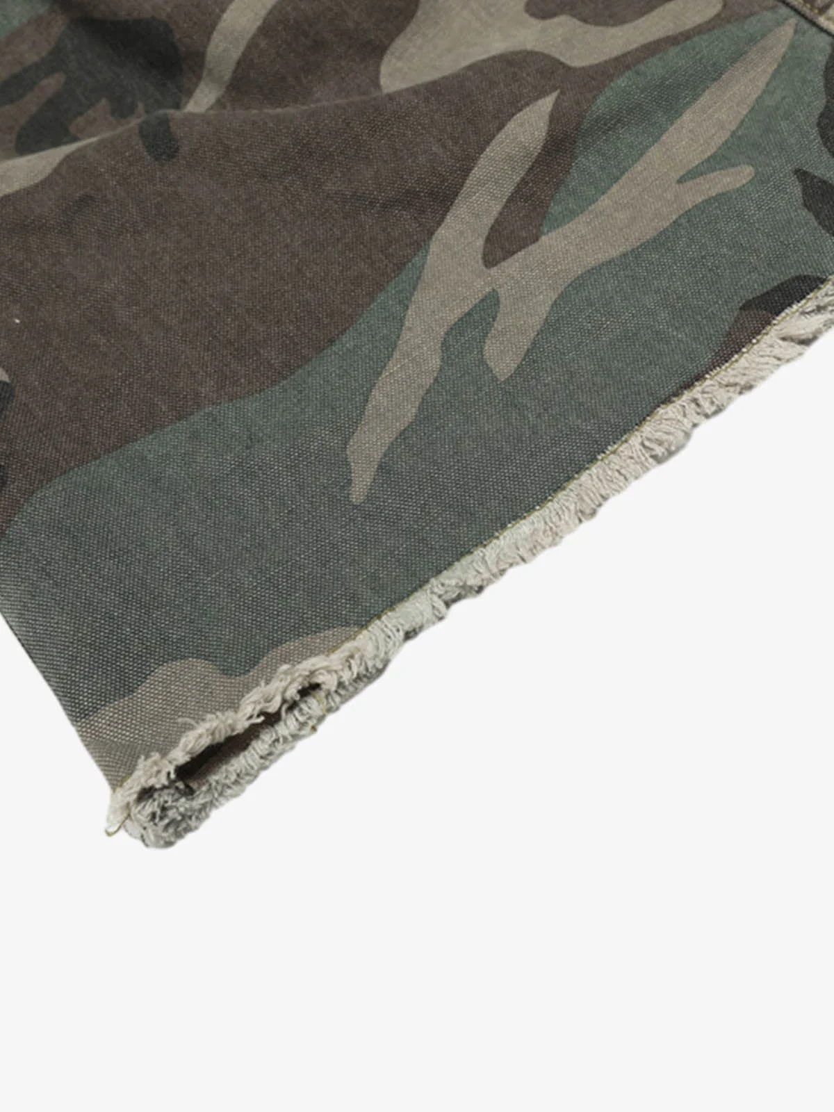 Retro Double Waist Camouflage Barrel Pants - 2555