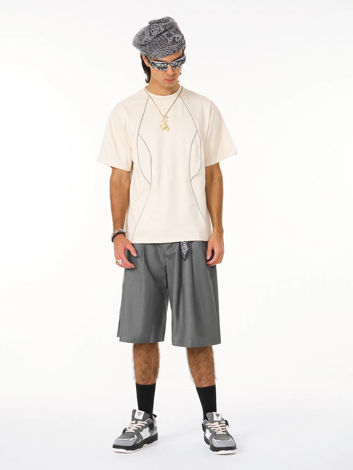 Functional Deconstructed Split Short-Sleeved T-Shirt - 2437