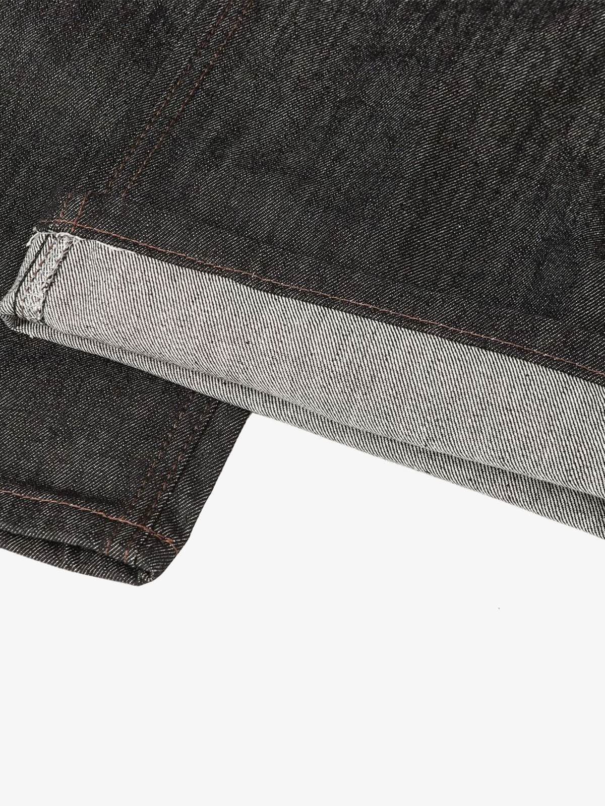 Denim Street Dark Snake Embroidery Baggy Jeans