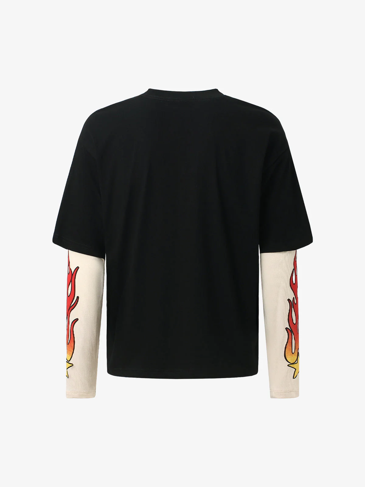 Gradient Letter Print Patchwork Faux Two-Piece Long-Sleeved T-Shirt