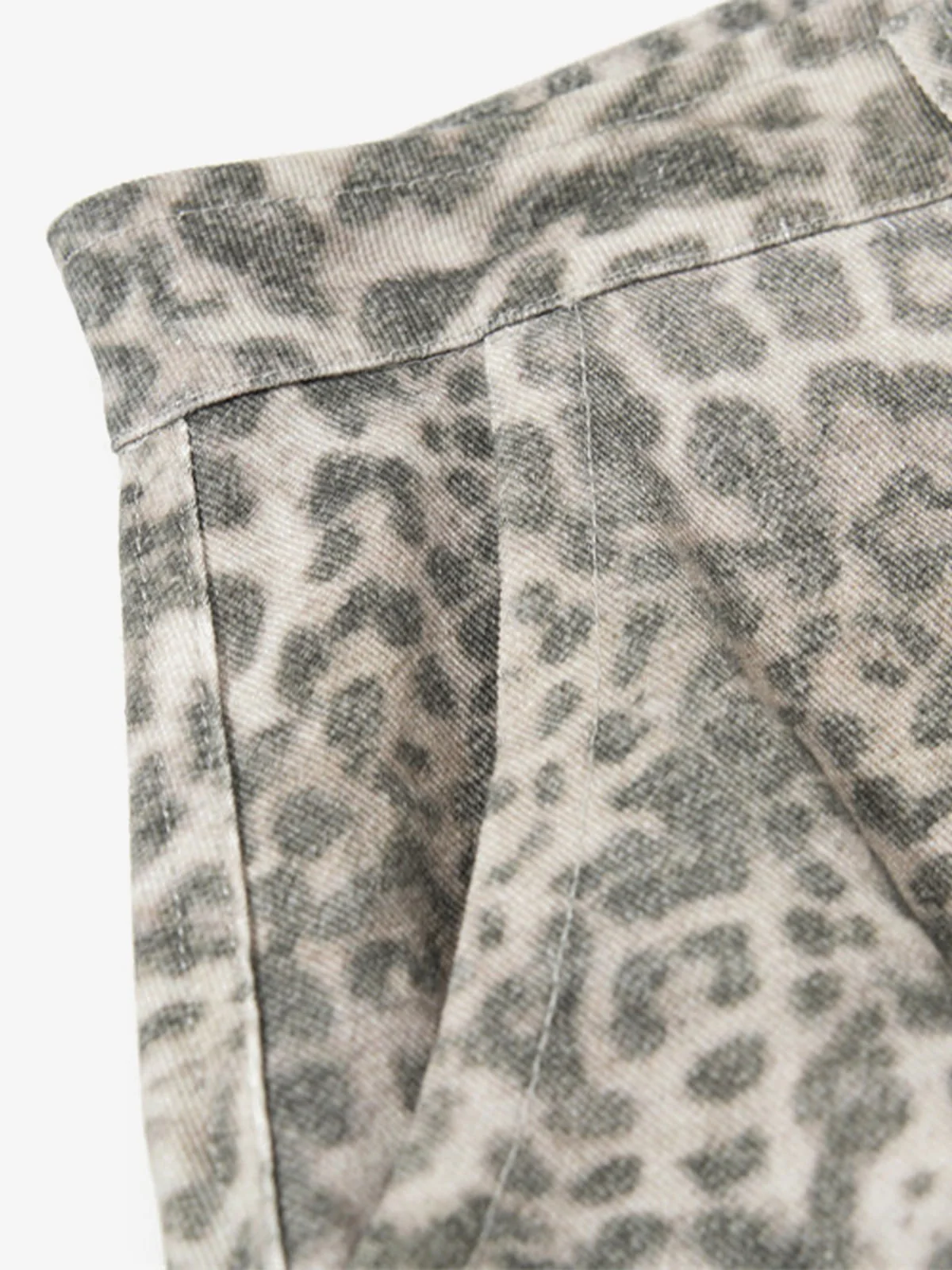 Street Leopard Camouflage Pleated Barrel Jeans