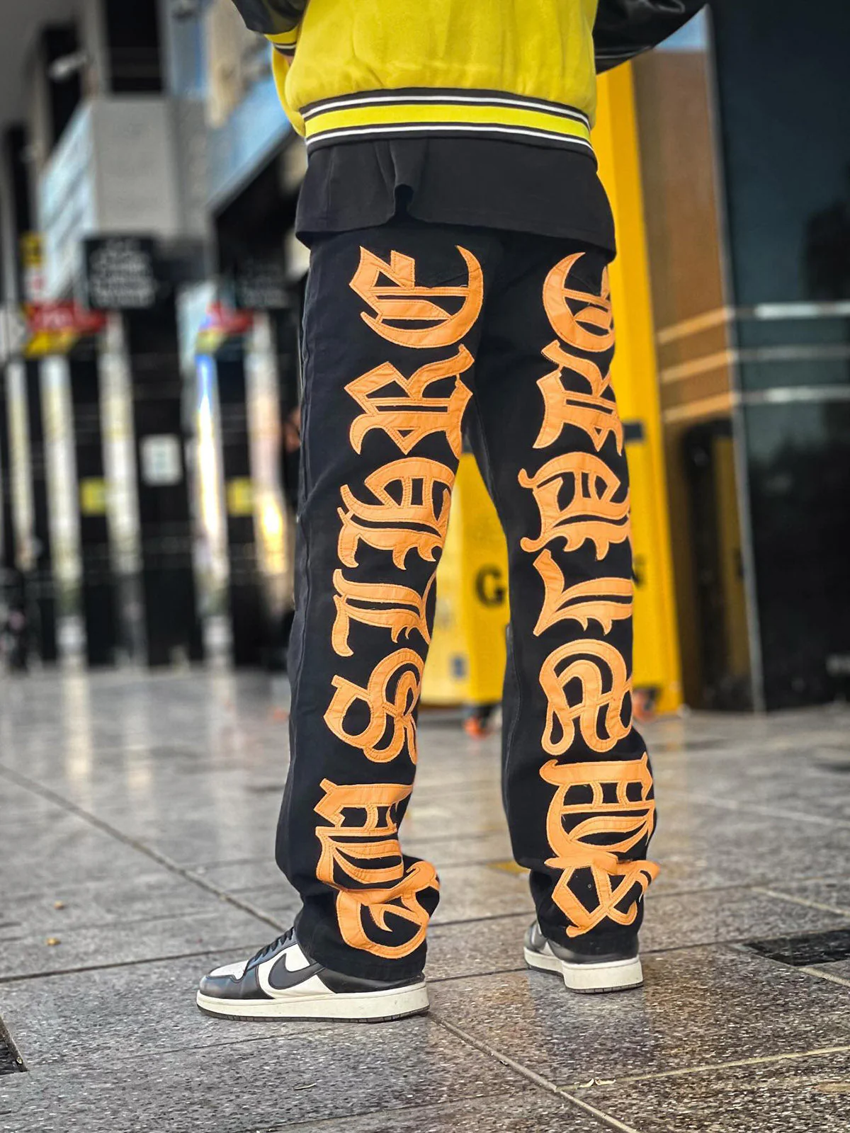 Thesupermade Burning Text Embroidered Letters Jeans -1478
