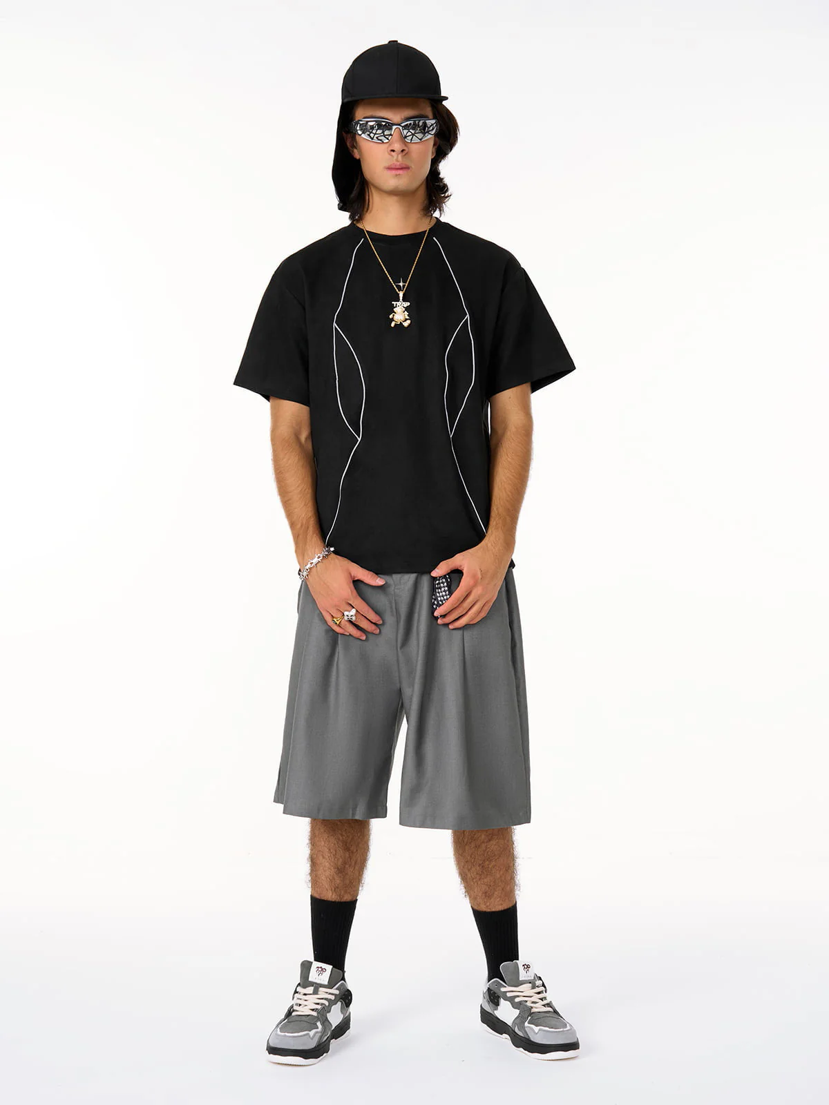 Functional Deconstructed Split Short-Sleeved T-Shirt - 2437