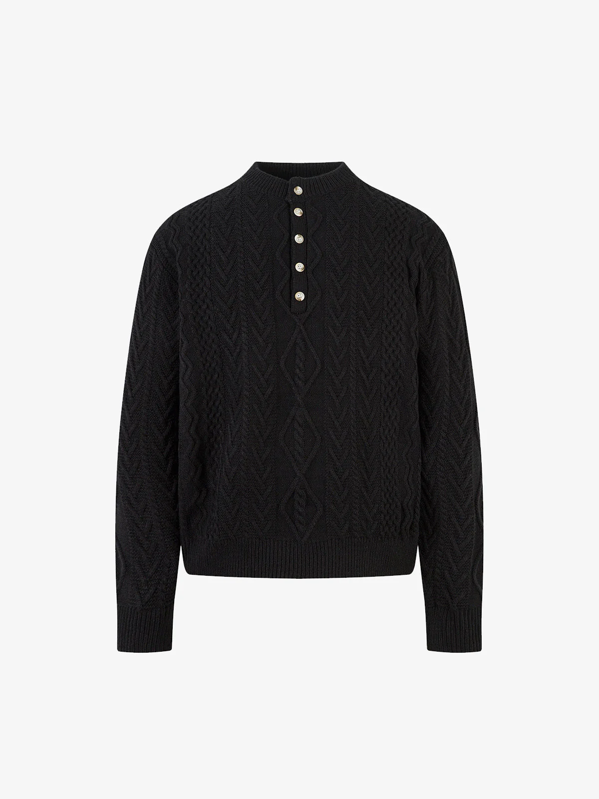 Vintage Diamond Knit Half Placket Sweater