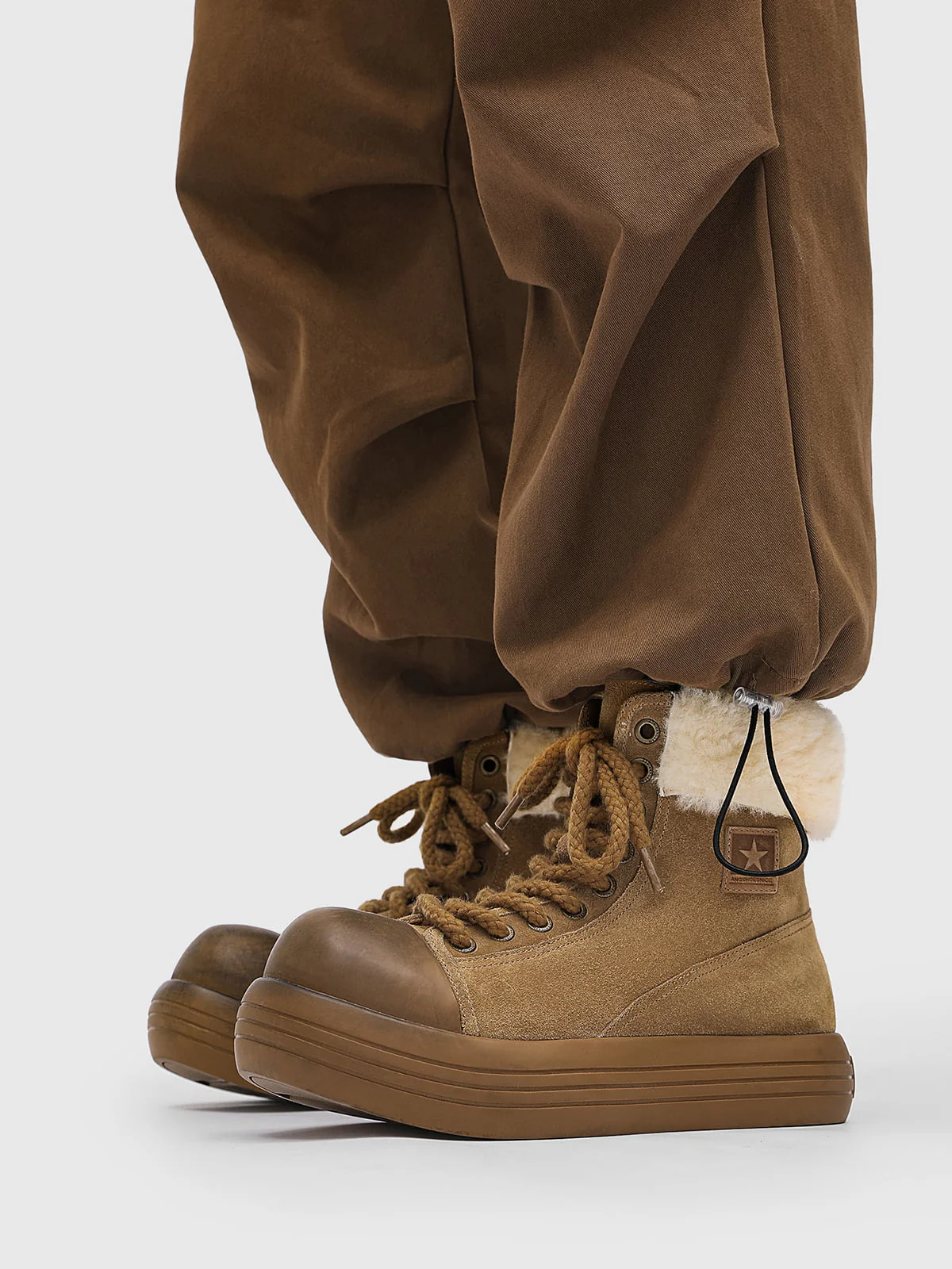 Fleece-Lined Suede Platform Warm Mid-Top Boots