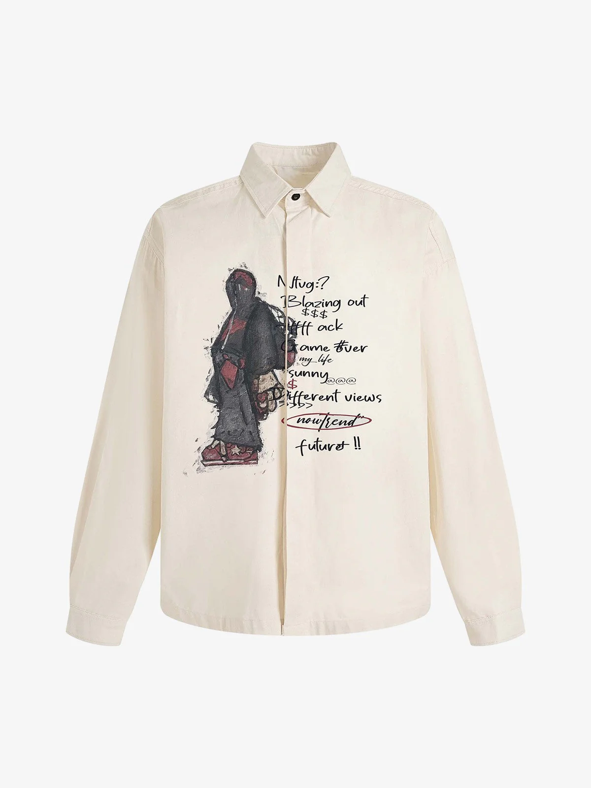 Graphic Portrait Print Long-Sleeve Shirt