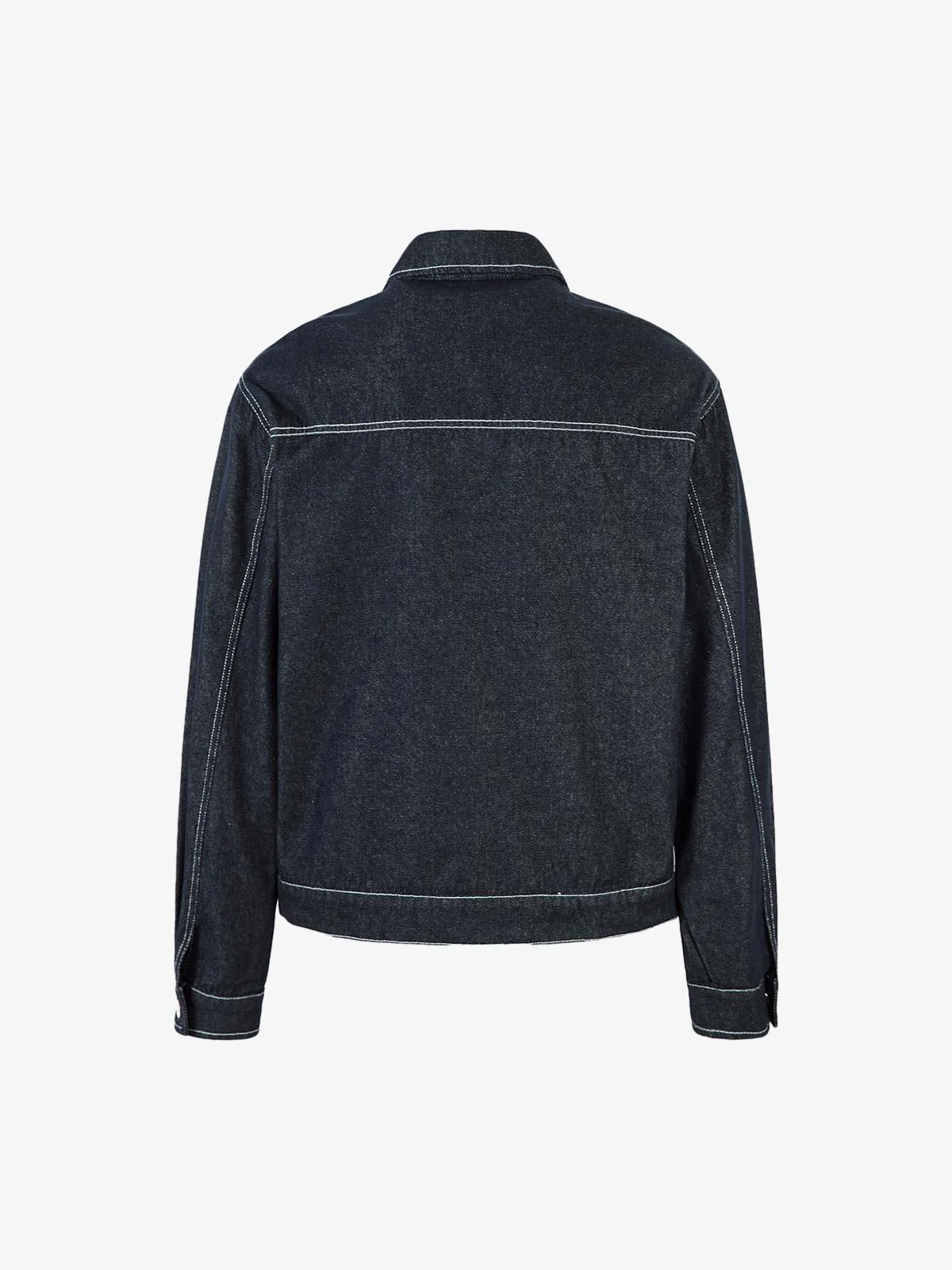 Retro Heavy Washed Contrast Color Denim Jacket - 2528