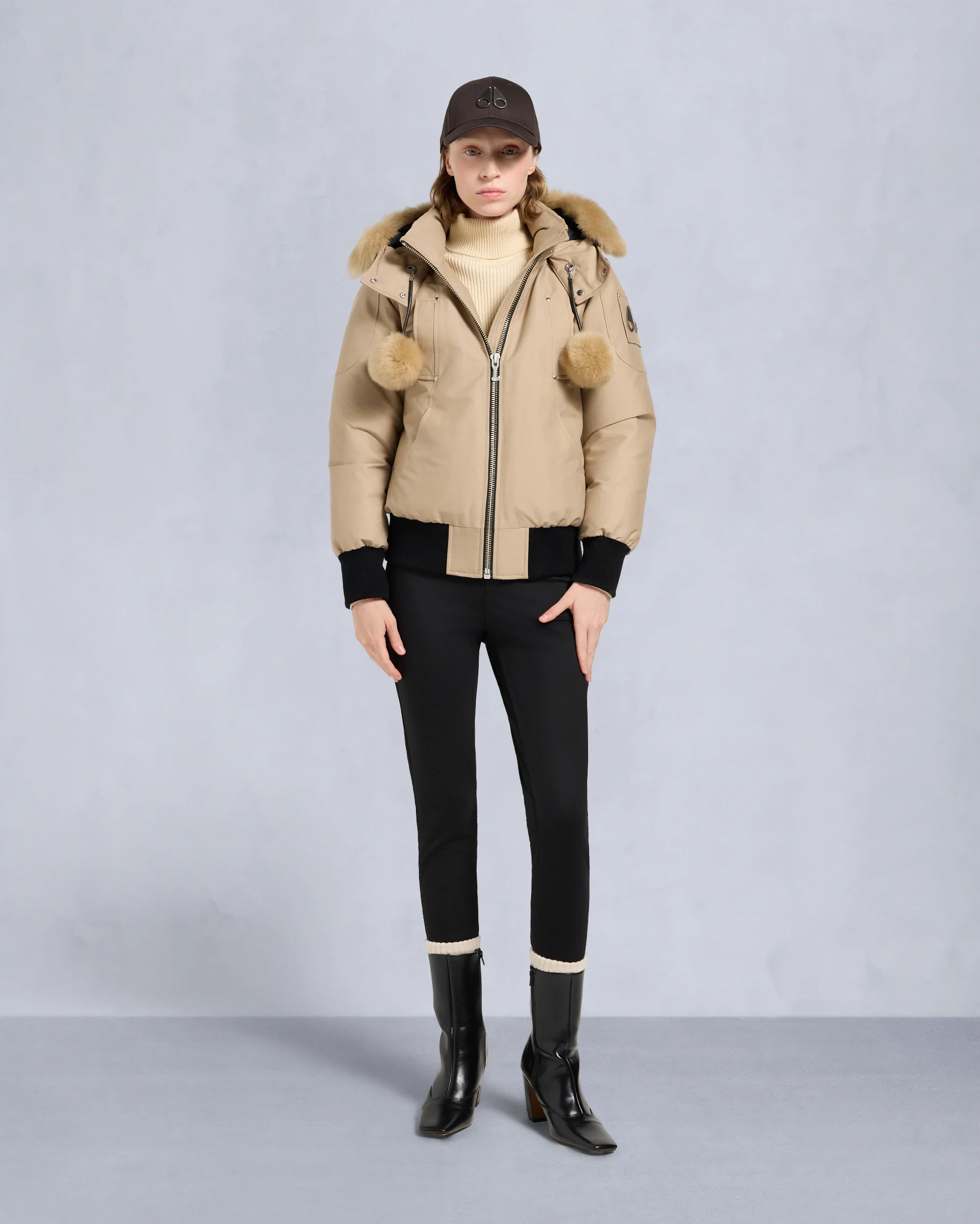 ORIGINAL DEBBIE SHEARLING TRIM BOMBER JACKET