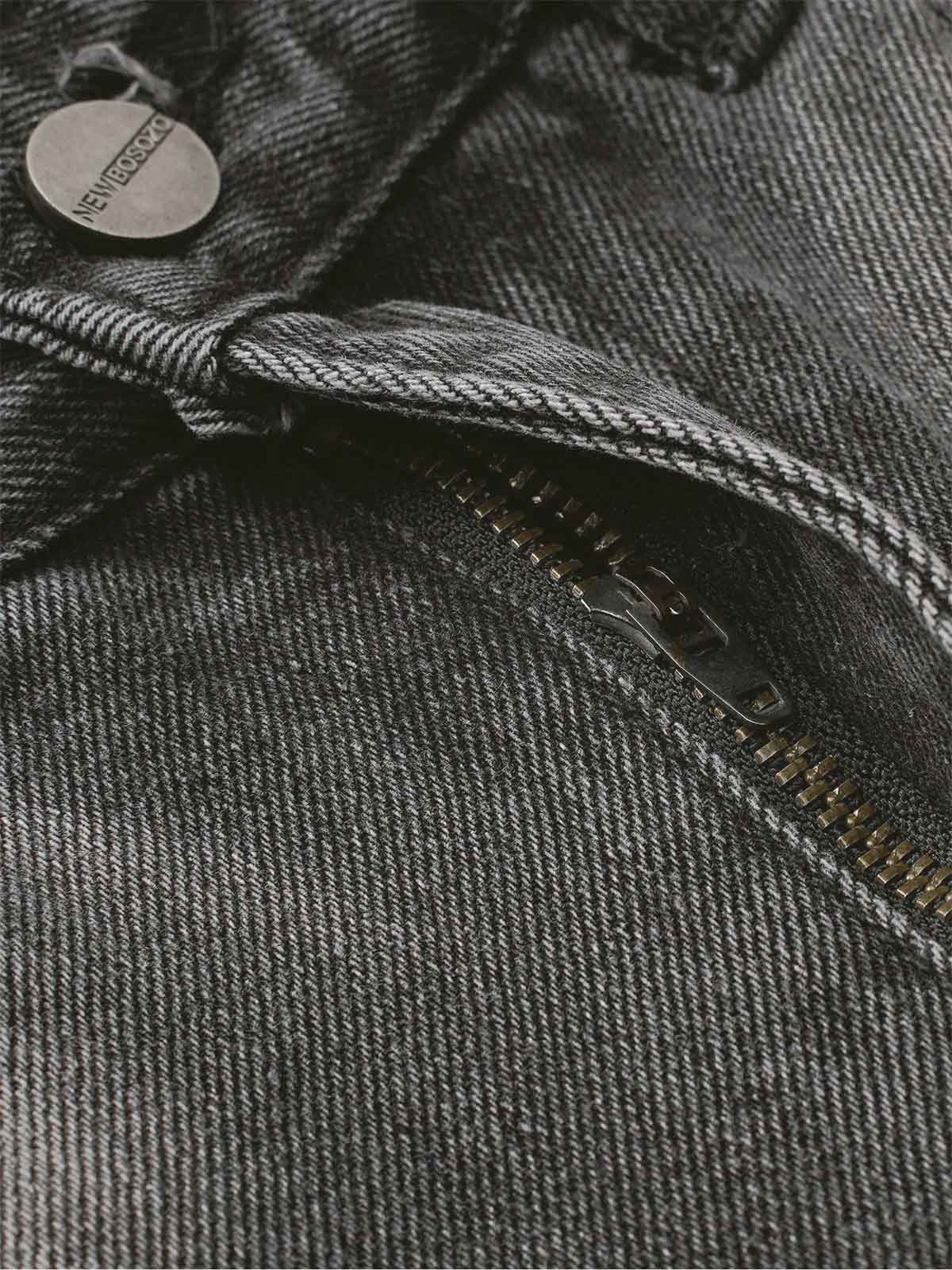 Washed Distressed Raw Edge Barrel Jeans - 2402