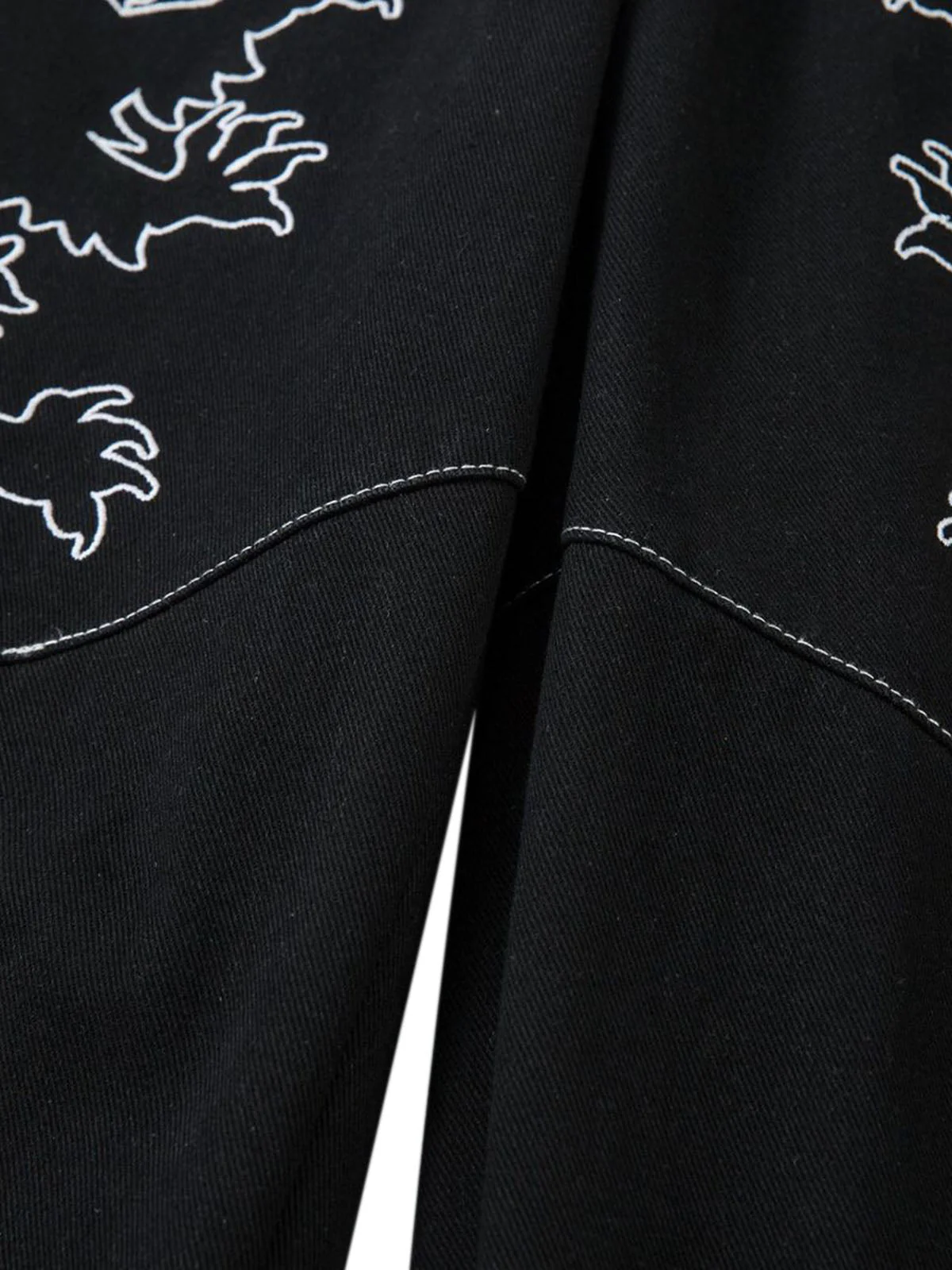 Heavy Contrast Thread Embroidered Multi-Button Jeans