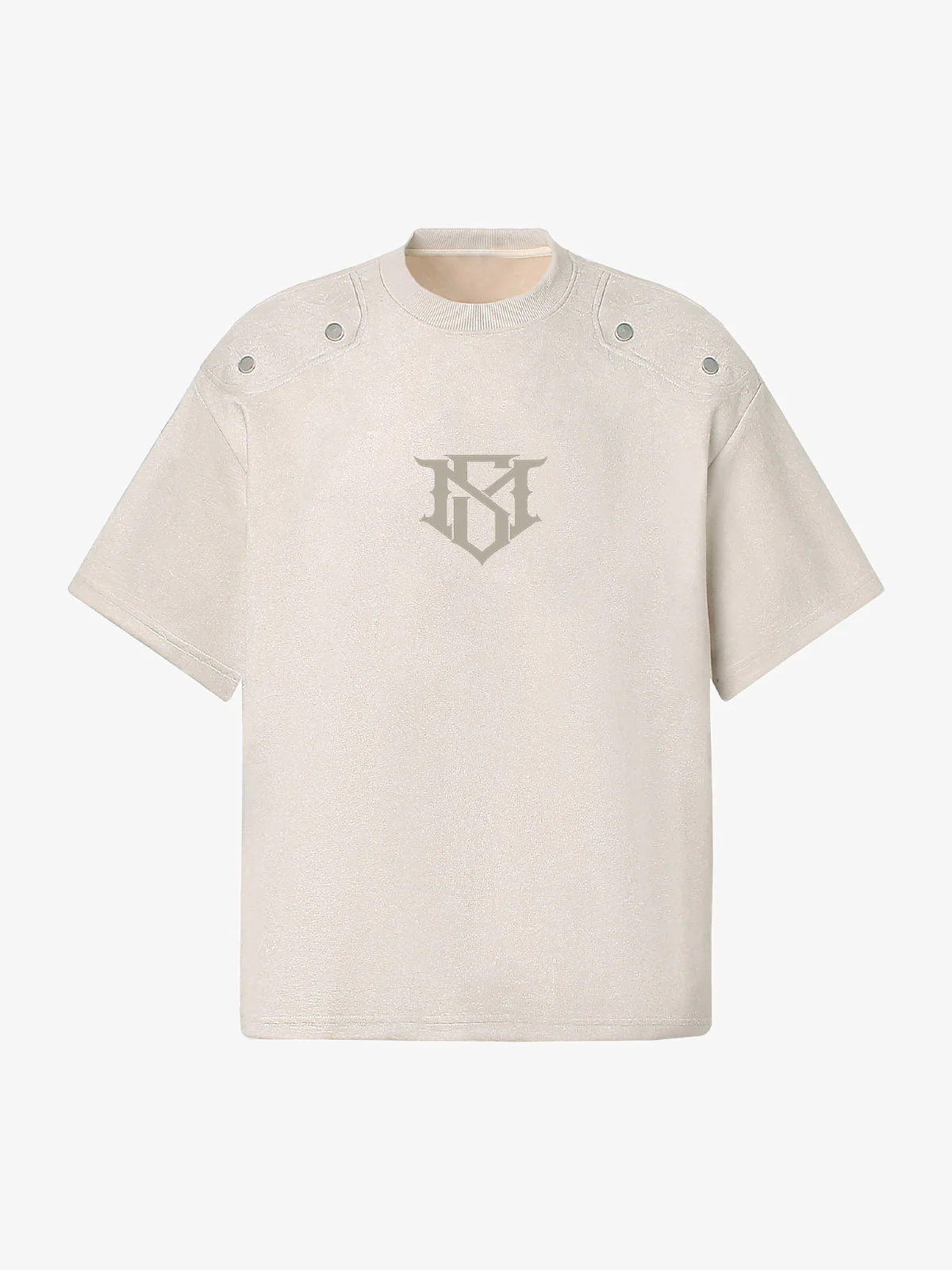 Metallic Print Suede Crew Neck T-Shirt