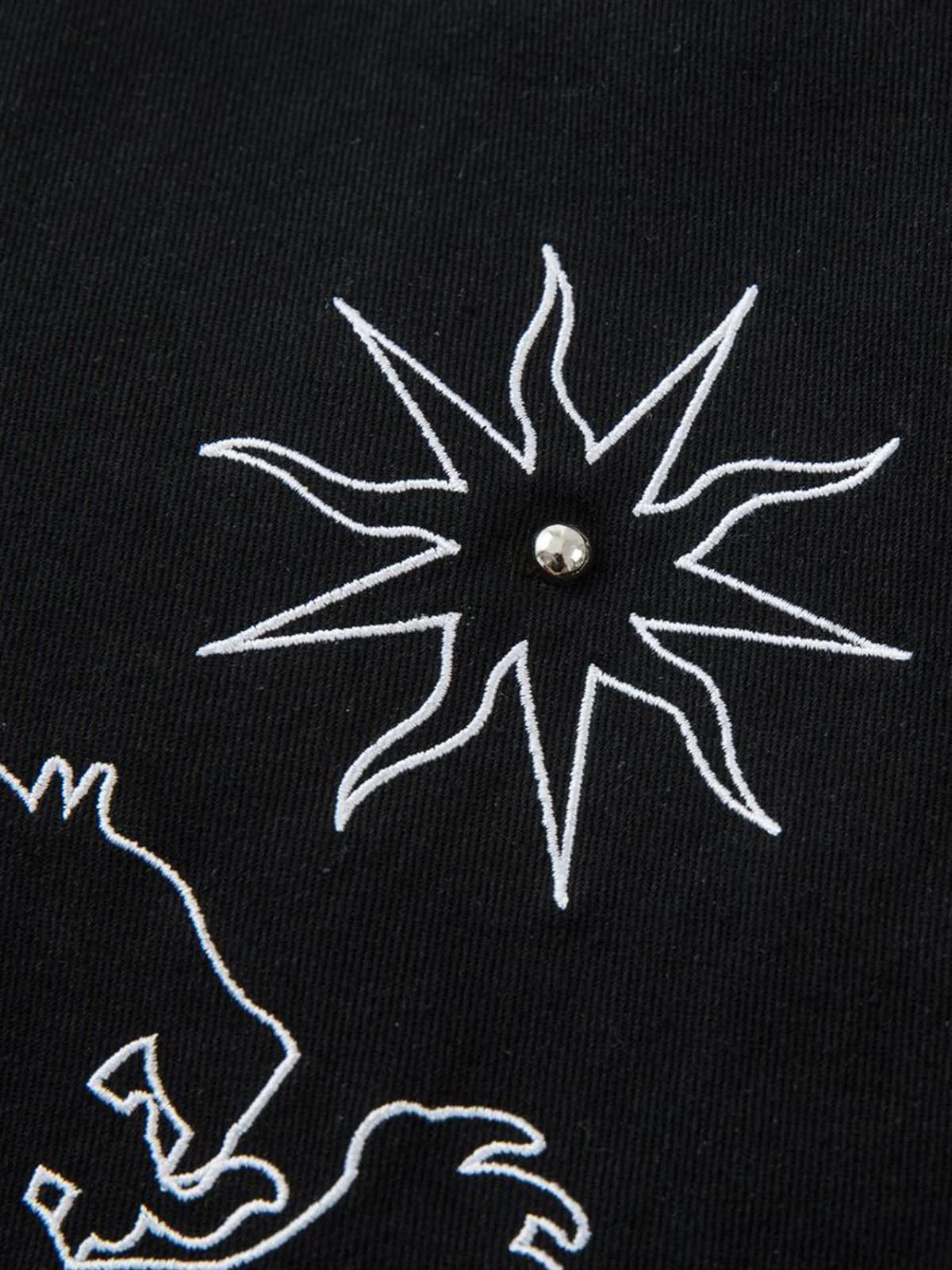 Heavy Contrast Thread Embroidered Multi-Button Jeans