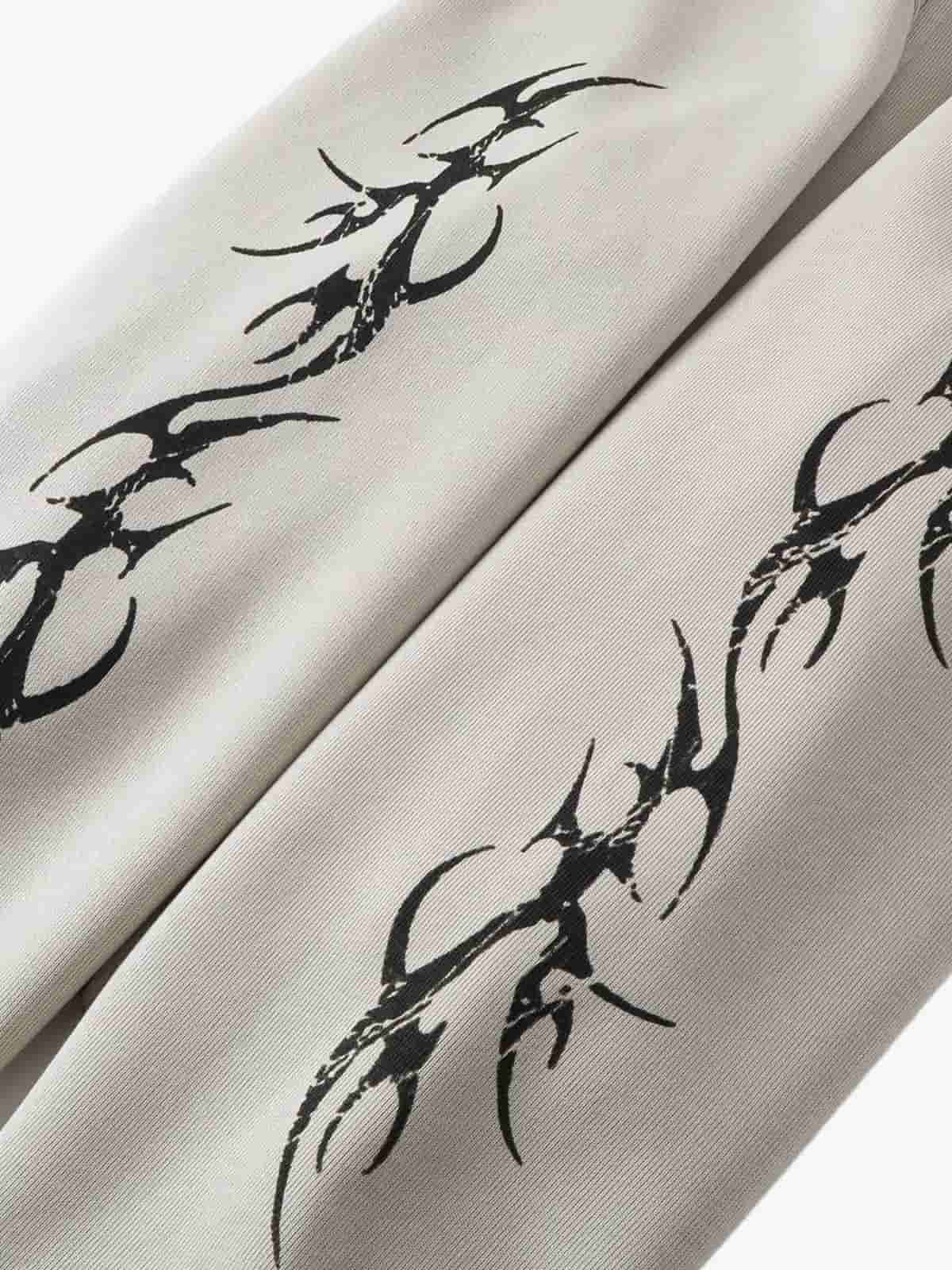 Street Side Tribal Flame Print Zip Up Hoodie