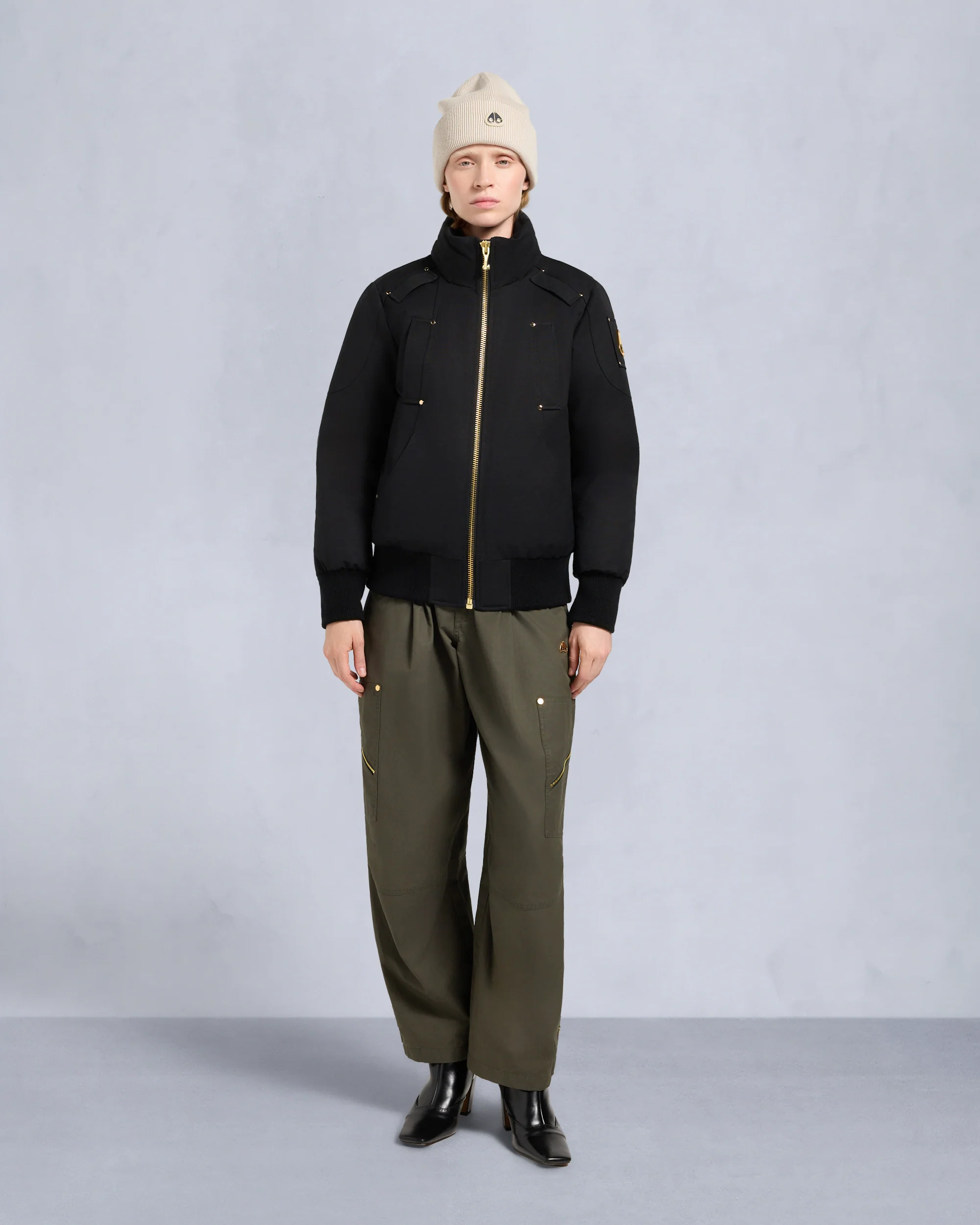 GOLD SERIES ORIGINAL SAINTE FLAVIE SHEARLING TRIM BOMBER JACKET