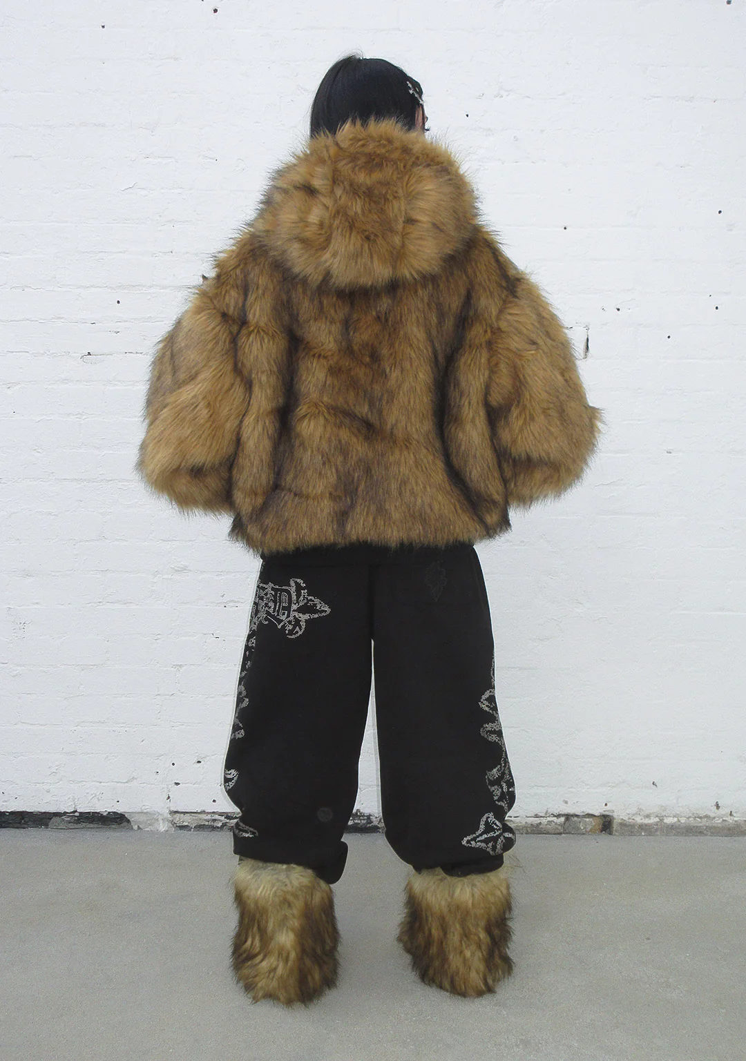 FERAL FAUX FUR REVERSIBLE BOMBER JACKET CAMO AND NATURAL