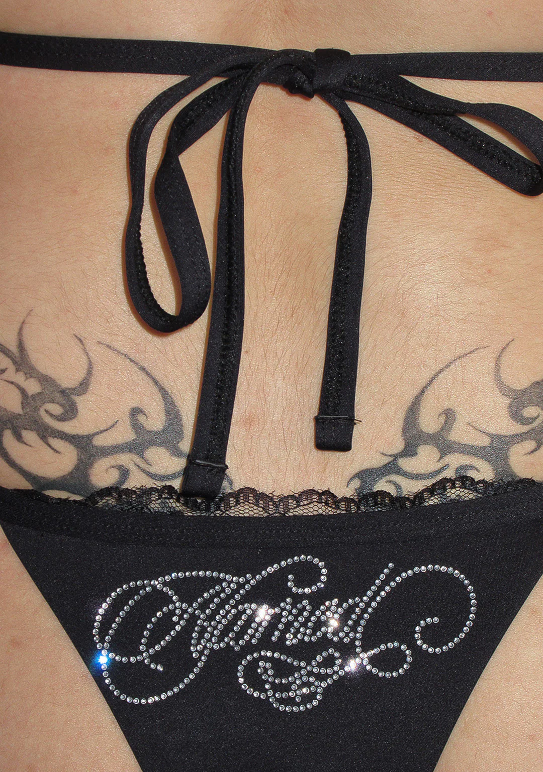 ENEMY RHINESTONE BIKINI BOTTOMS BLACK