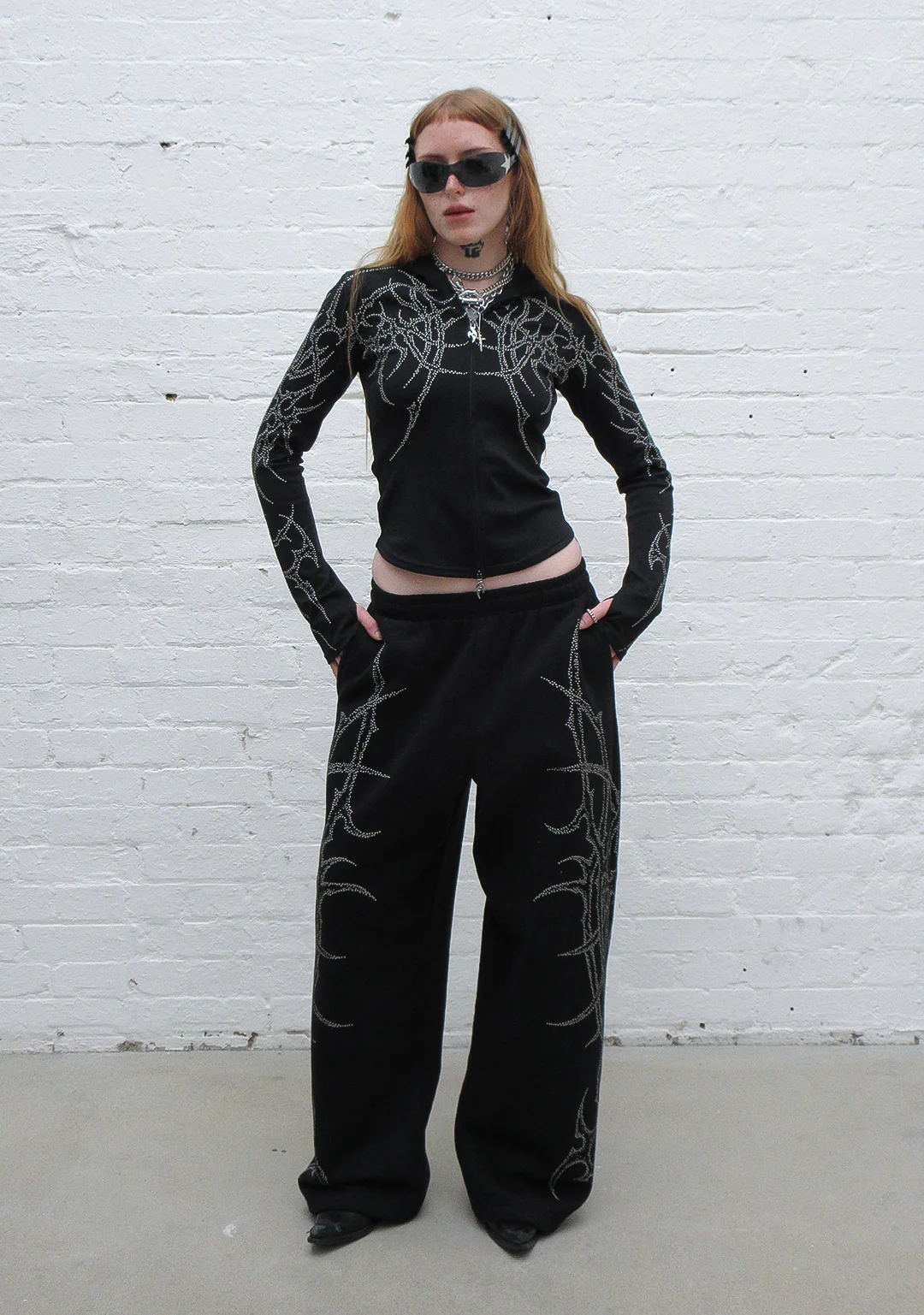 HAUNT STUDDED OVERSIZED SWEATPANTS BLACK