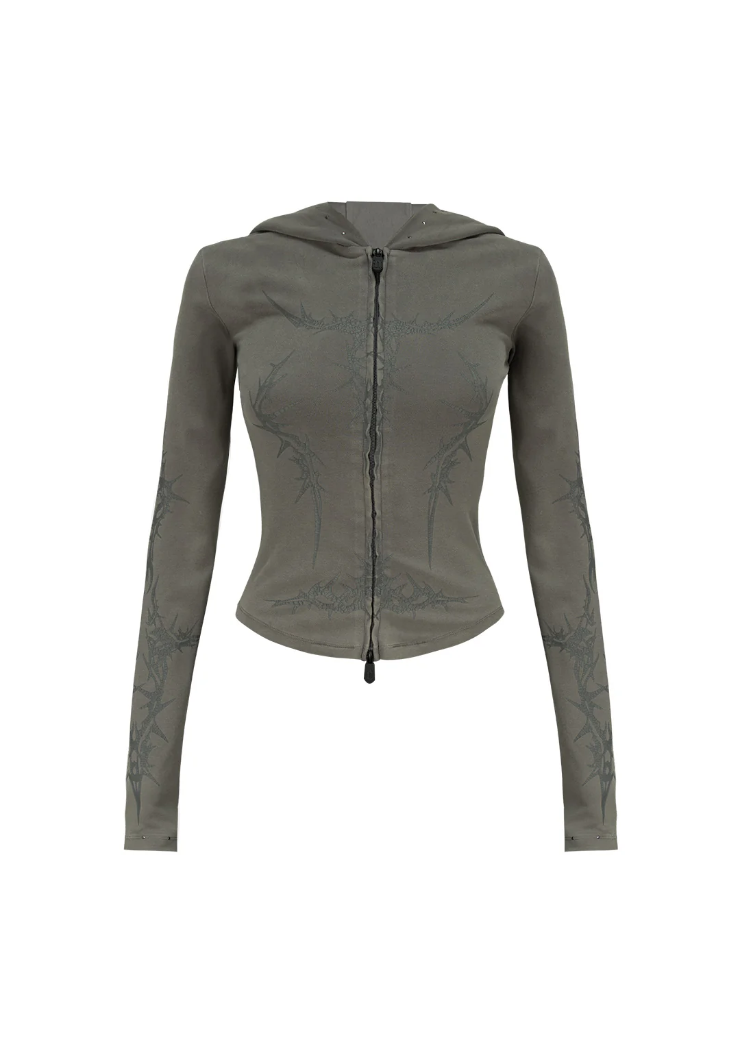 CURSE SCULPT STRETCH ZIP HOODIE WASHED ARMY GREEN
