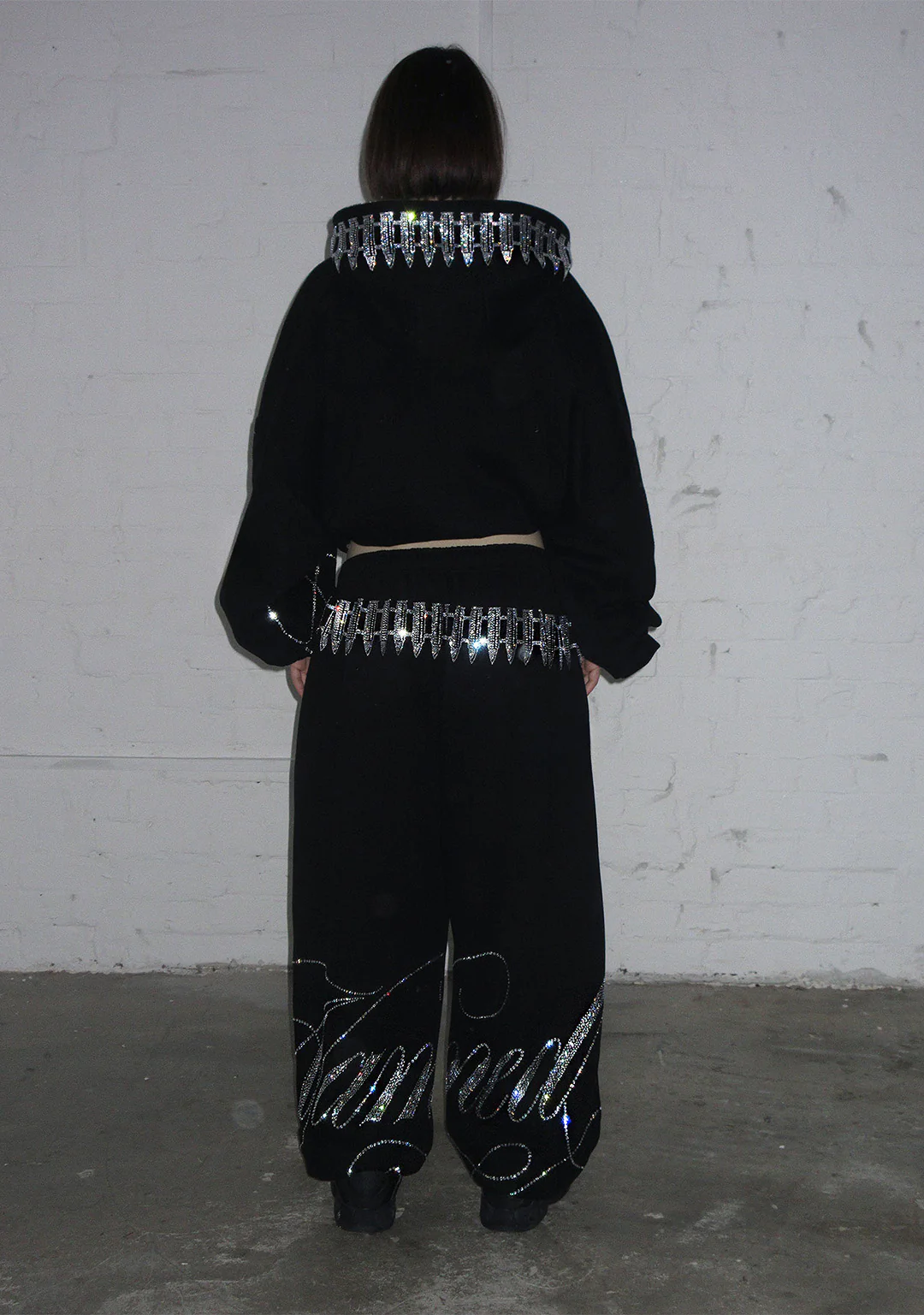 ENEMY RHINESTONE SWEATPANTS BLACK