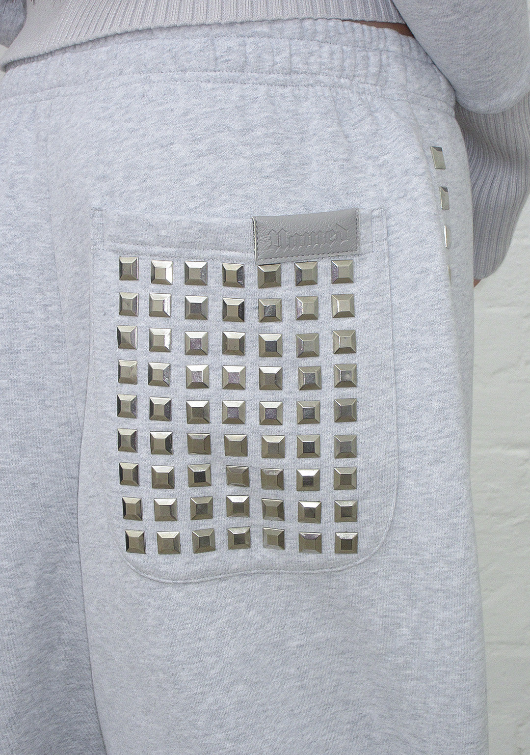 FAITHFUL STUDDED OVERSIZED SWEATPANTS GREY MARL