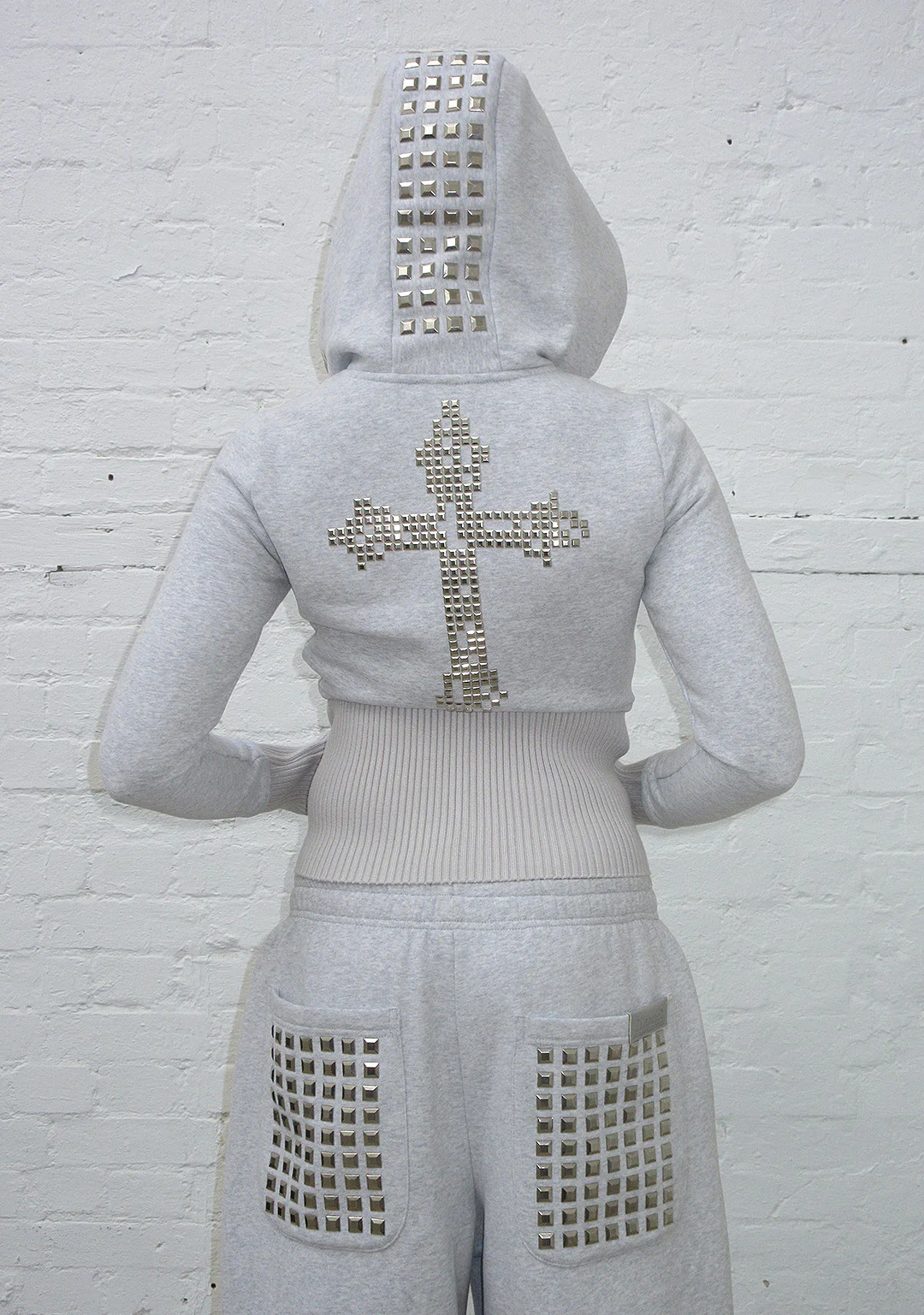 FAITHFUL STUDDED OVERSIZED SWEATPANTS GREY MARL