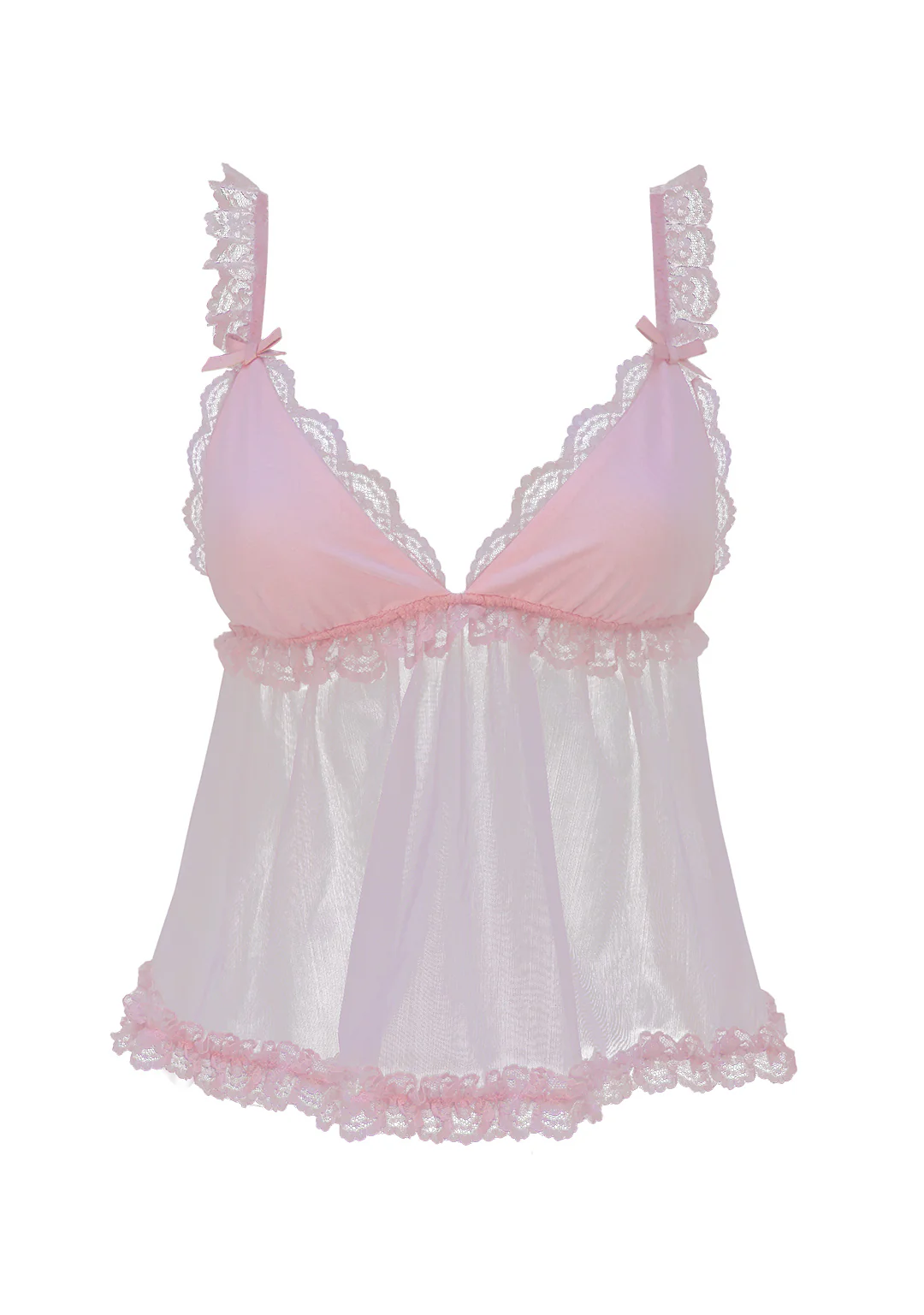 WHISPER SHEER MESH CAMI TOP BABY PINK