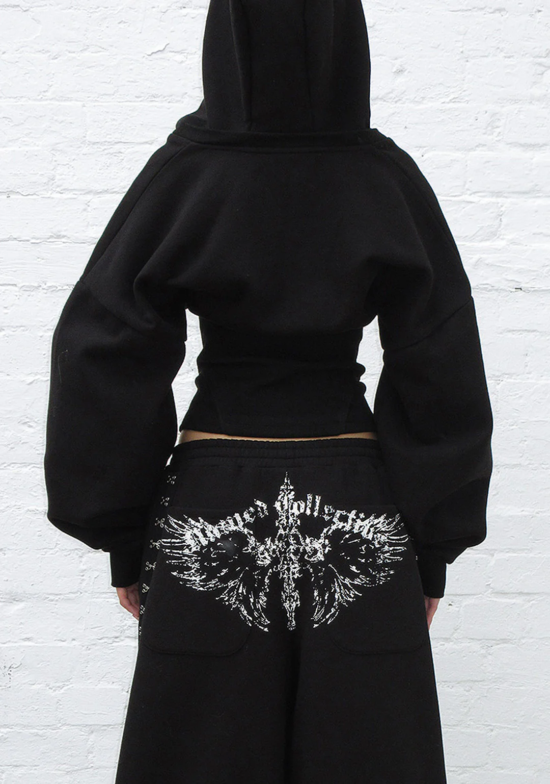FALLEN CORSET SCULPT HOODIE BLACK